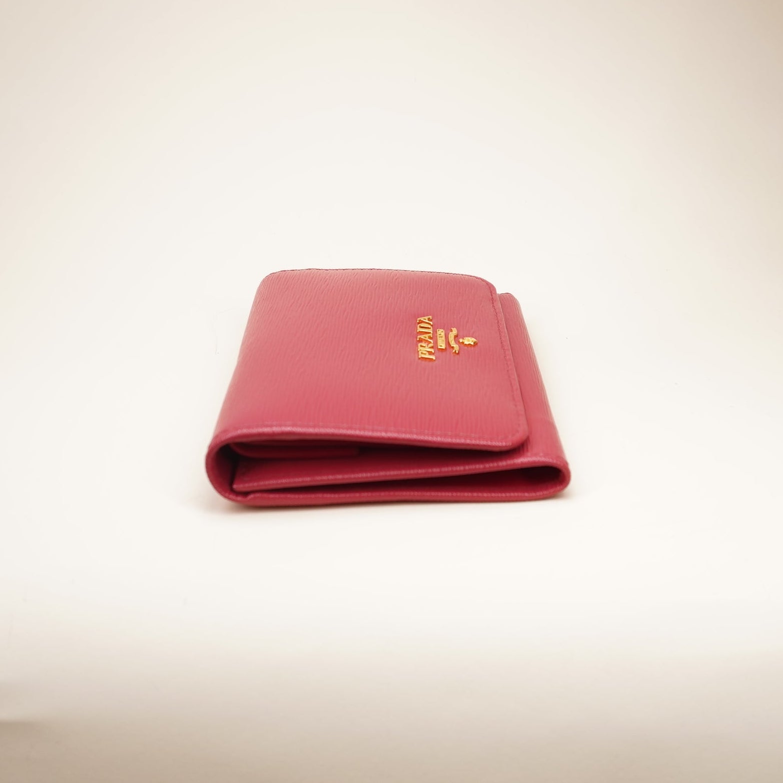 PRE-OWNED Saffiano Leather Short Wallet Pink