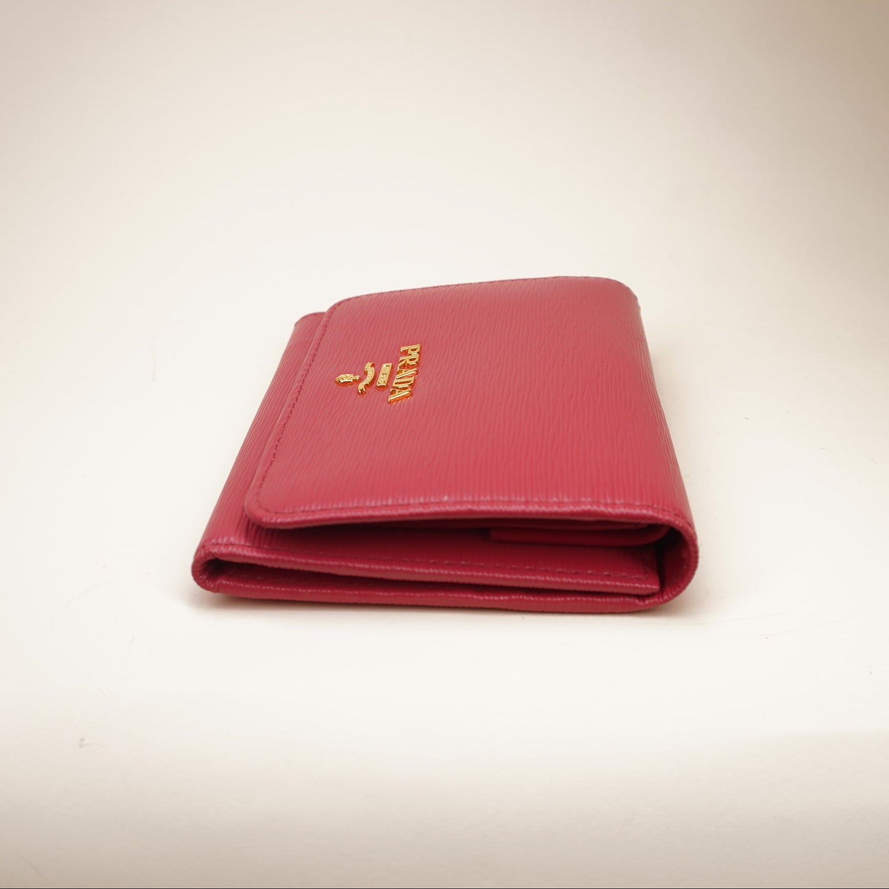 PRE-OWNED Saffiano Leather Short Wallet Pink