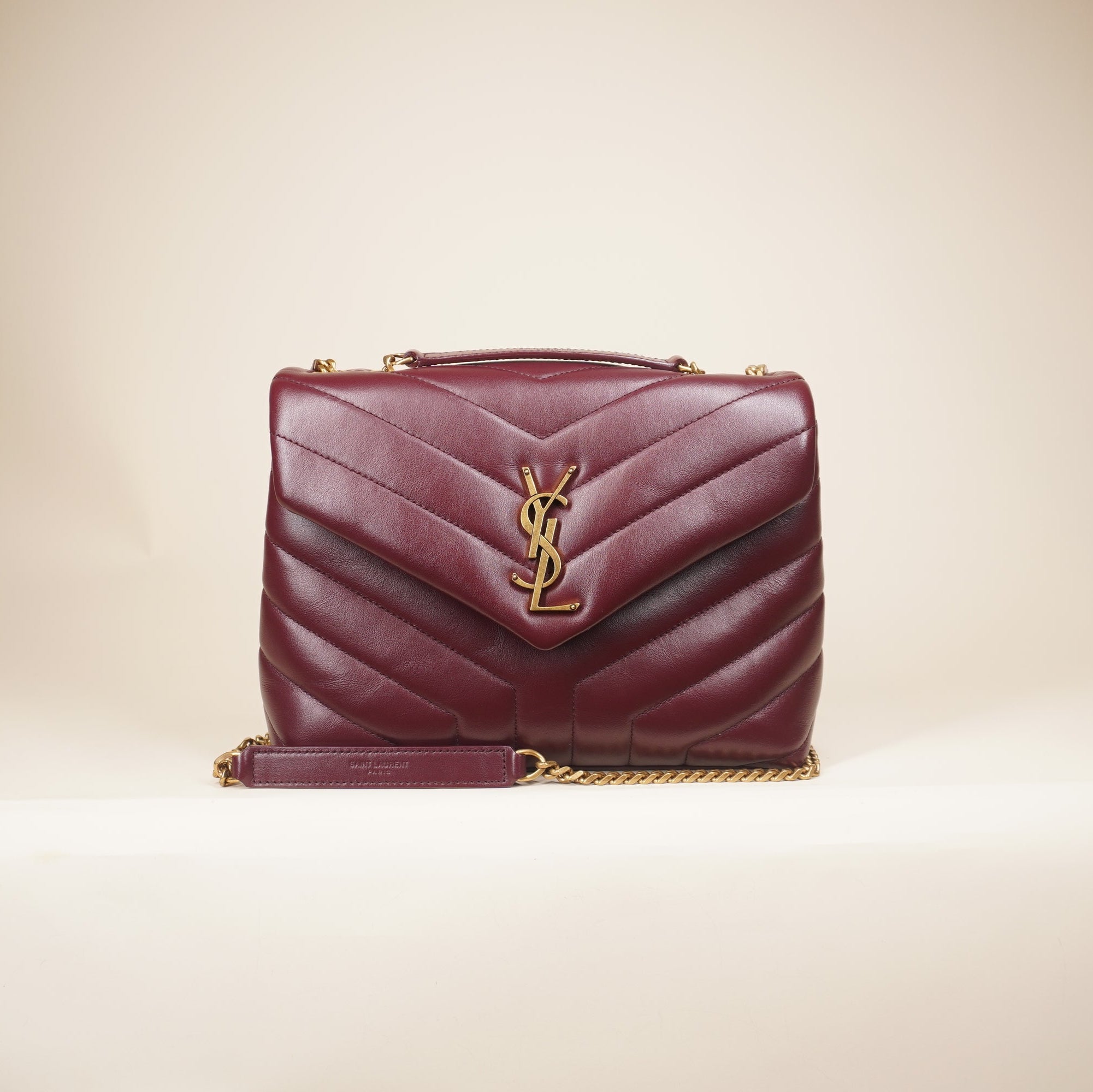 PRE-OWNED Satchel Rouge Legion Calfskin Small Loulou Shoulder Bag