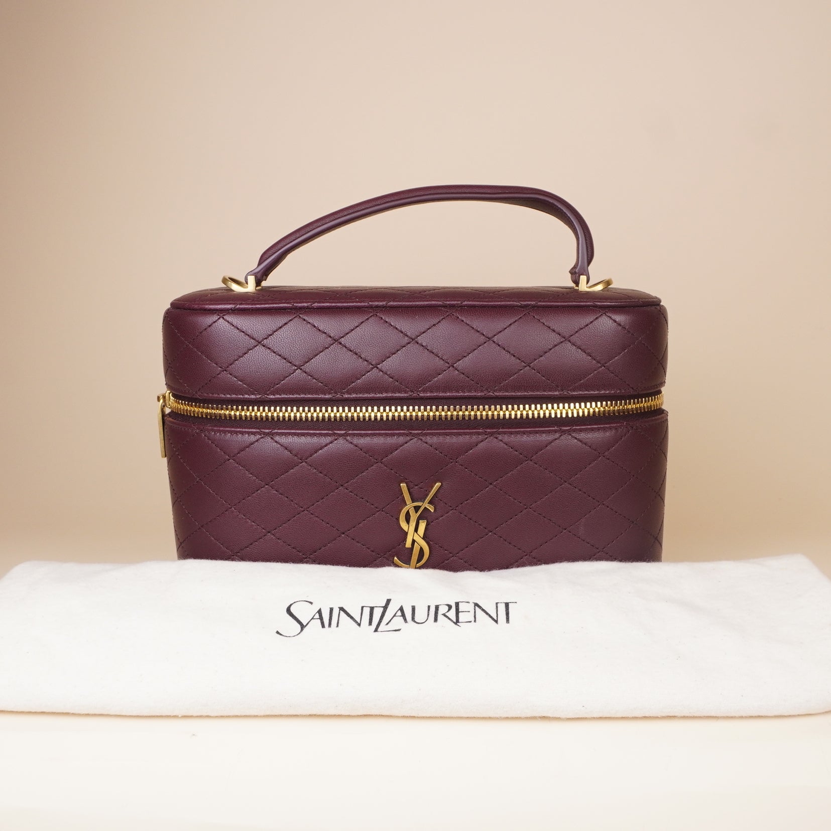 PRE-OWNED Rouge Cabernet Burgundy Gaby Vanity Case Crossbody Bag