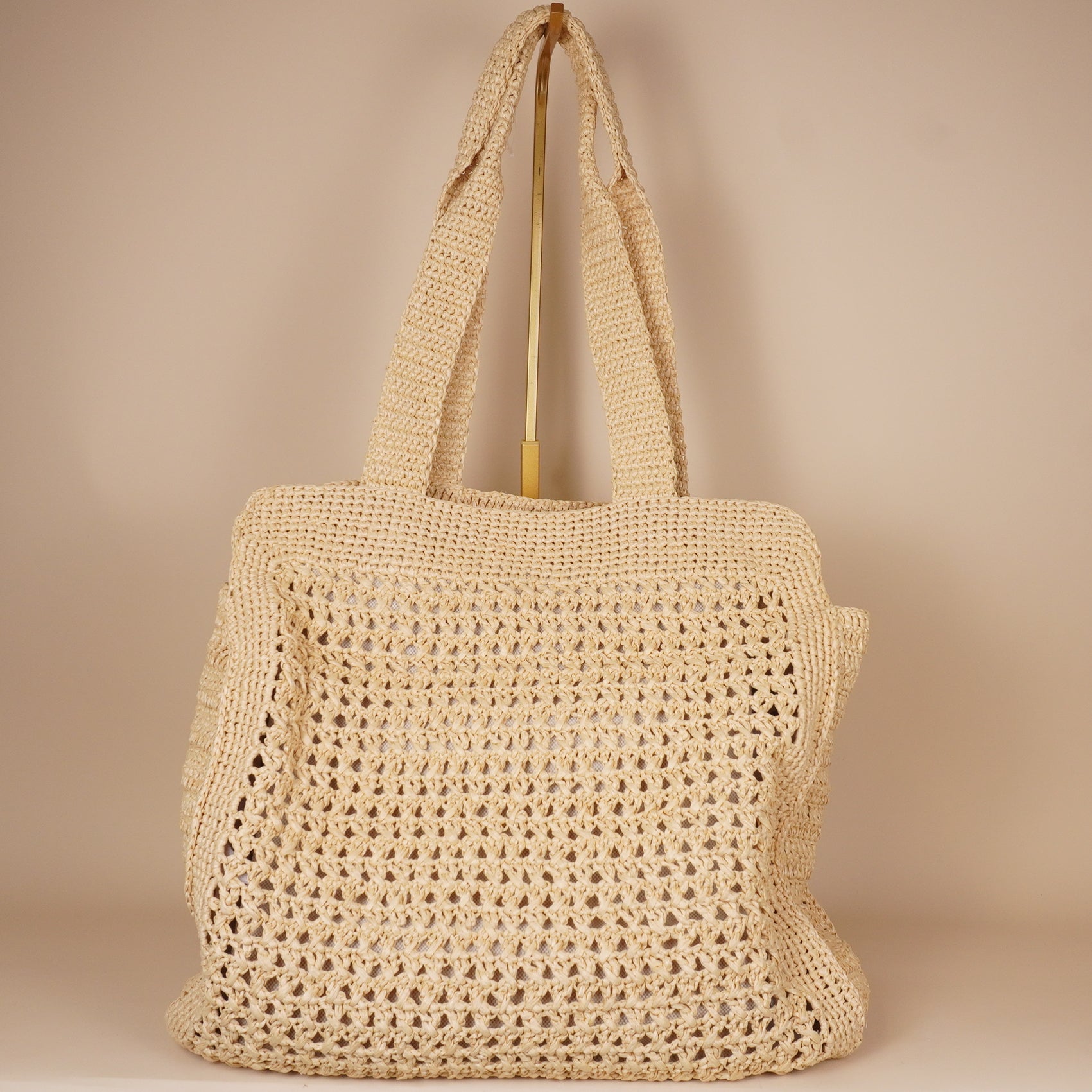 PRE-OWNED Naturale Raffia Crochet Woven Tote Shoulder Bag