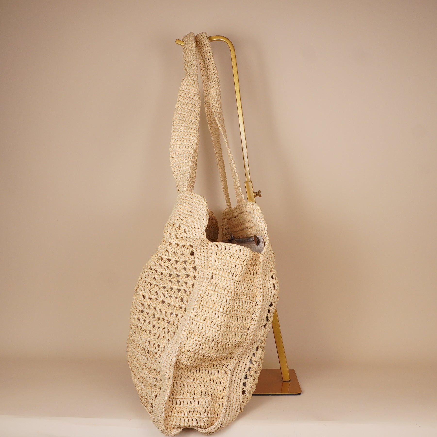 PRE-OWNED Naturale Raffia Crochet Woven Tote Shoulder Bag