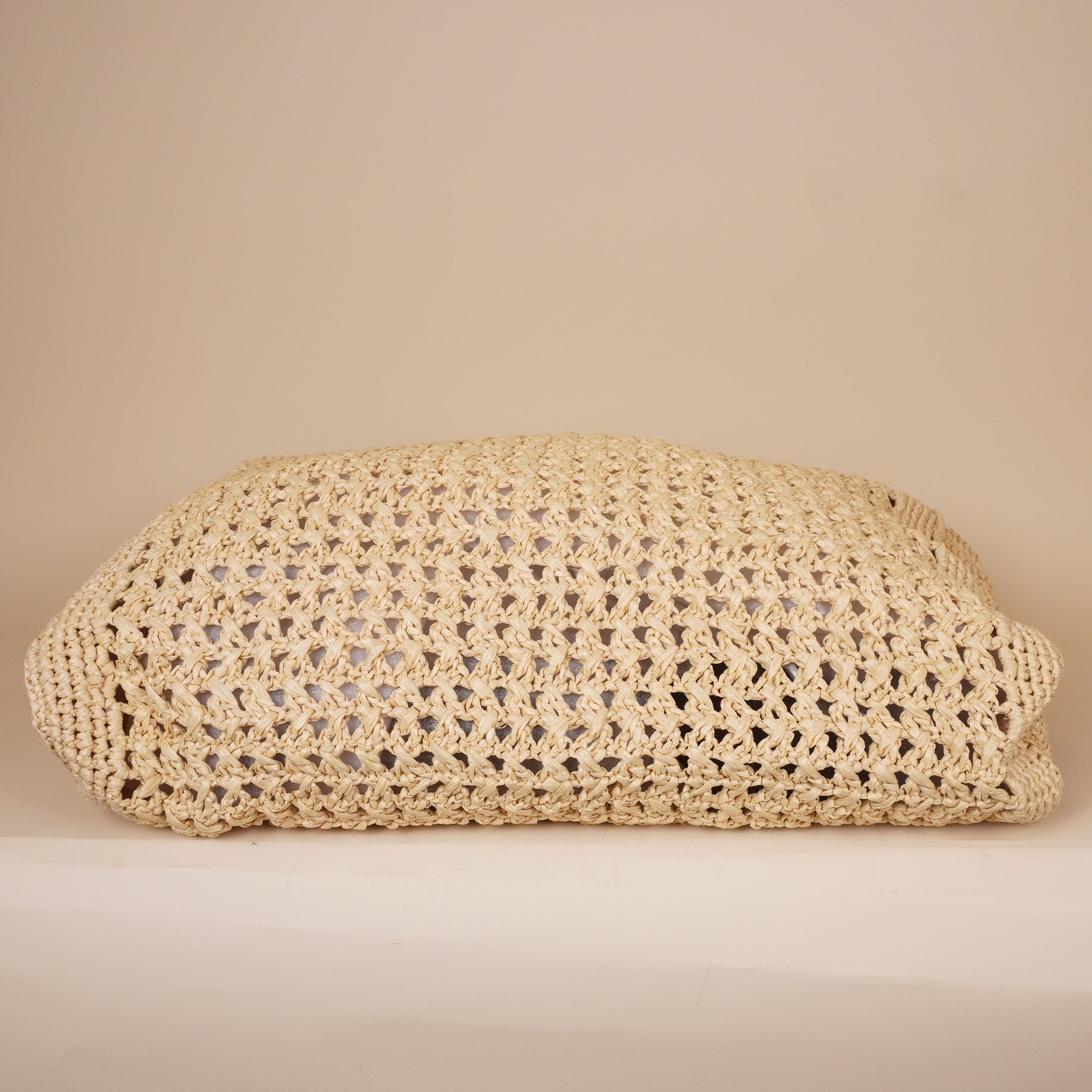 PRE-OWNED Naturale Raffia Crochet Woven Tote Shoulder Bag