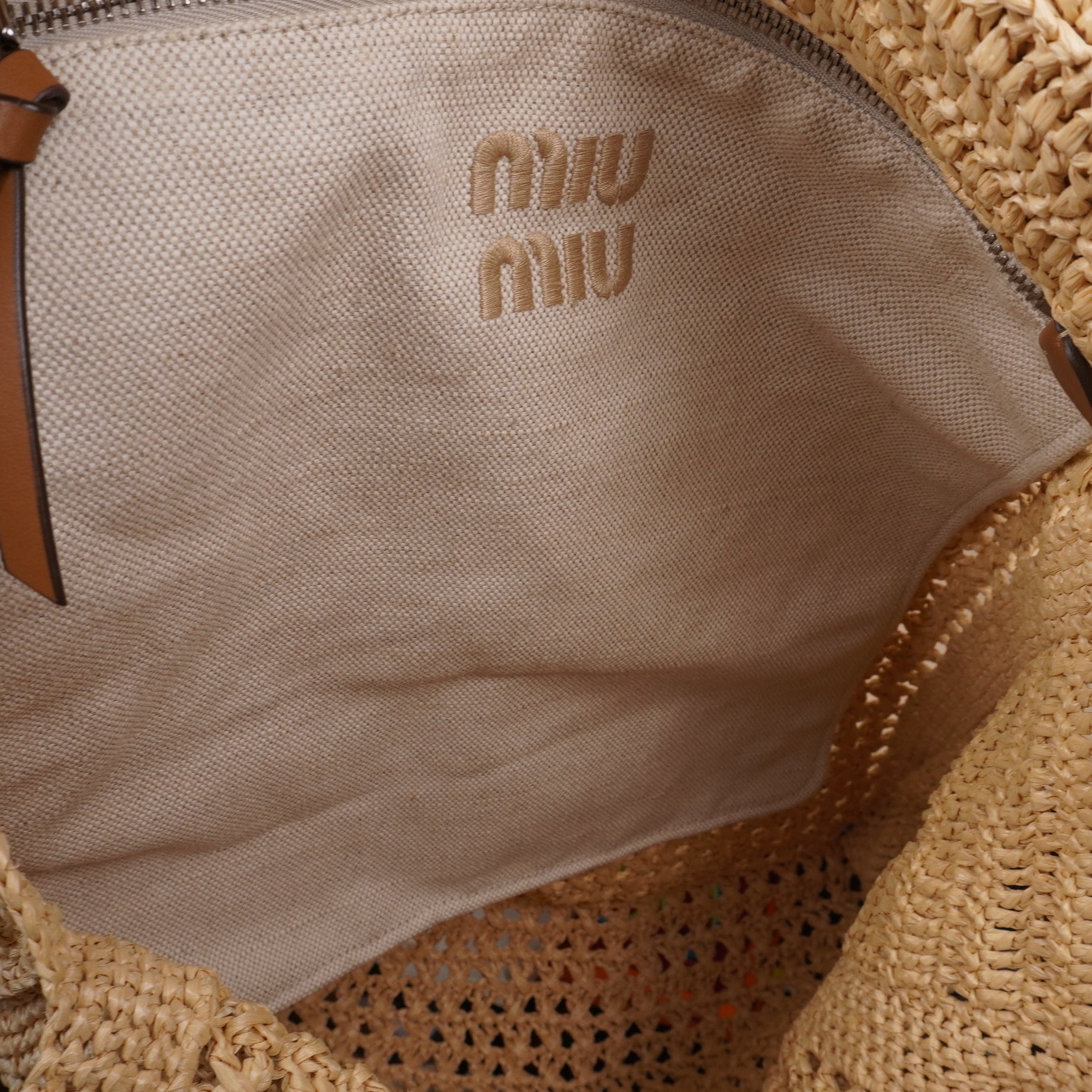 PRE-OWNED Naturale Raffia Crochet Woven Tote Shoulder Bag