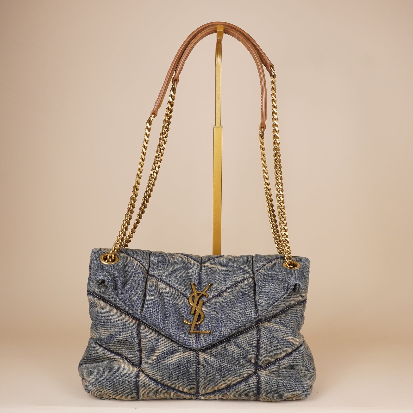 PRE-OWNED Denim Loulou Puffer Shoulder Bag