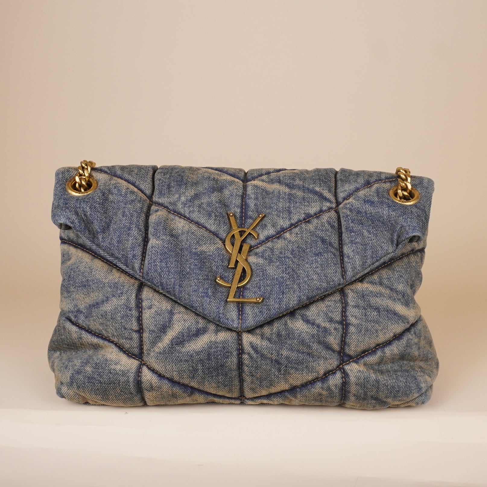 PRE-OWNED Denim Loulou Puffer Shoulder Bag