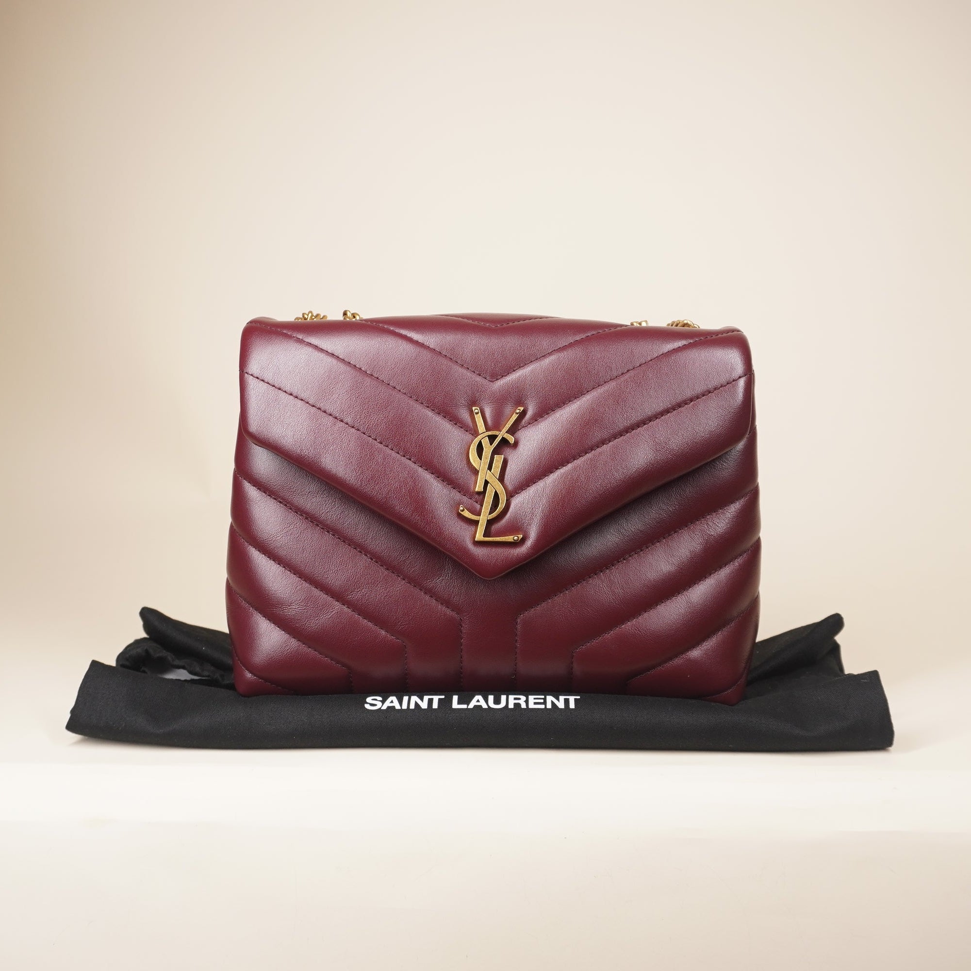 PRE-OWNED Satchel Rouge Legion Calfskin Small Loulou Shoulder Bag