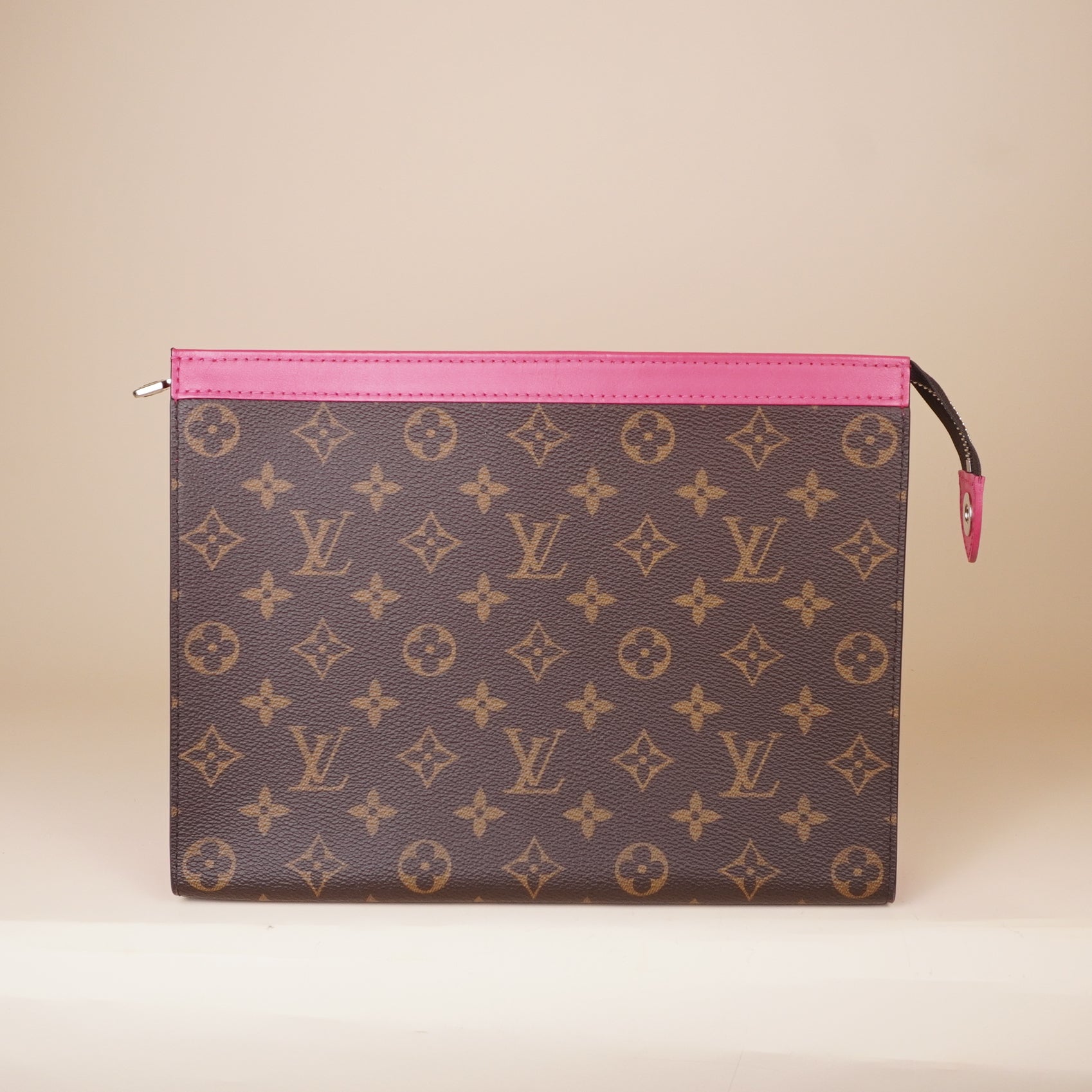 PRE-OWNED LV Monogram Macassar Pochette Voyage MM Fuchsia