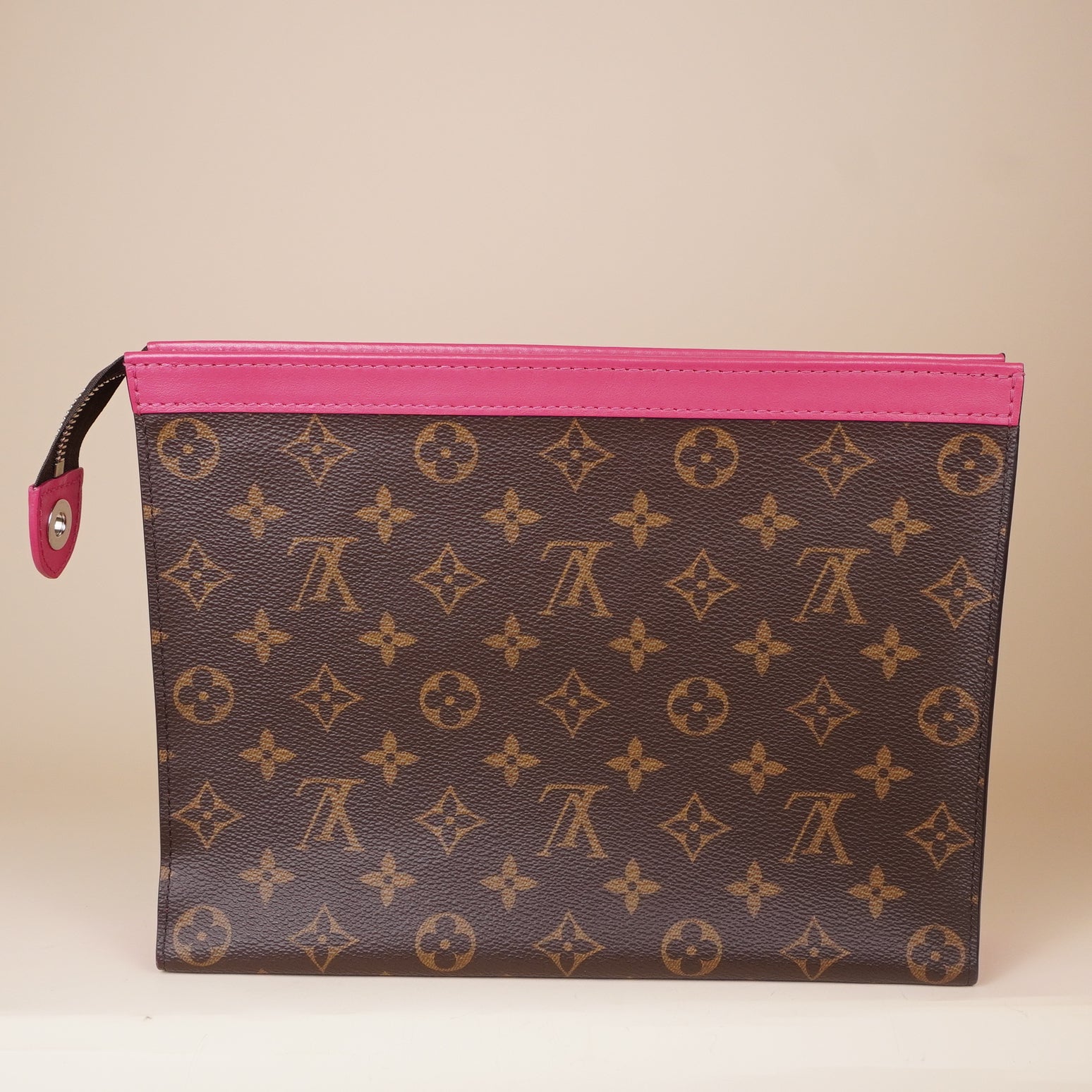 PRE-OWNED LV Monogram Macassar Pochette Voyage MM Fuchsia