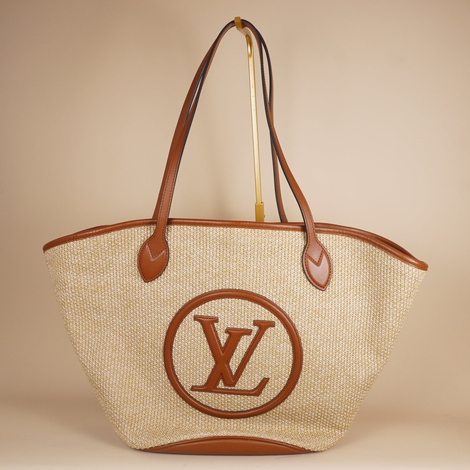 PRE-OWNED LV Raffia Saint Jacques Tote Caramel