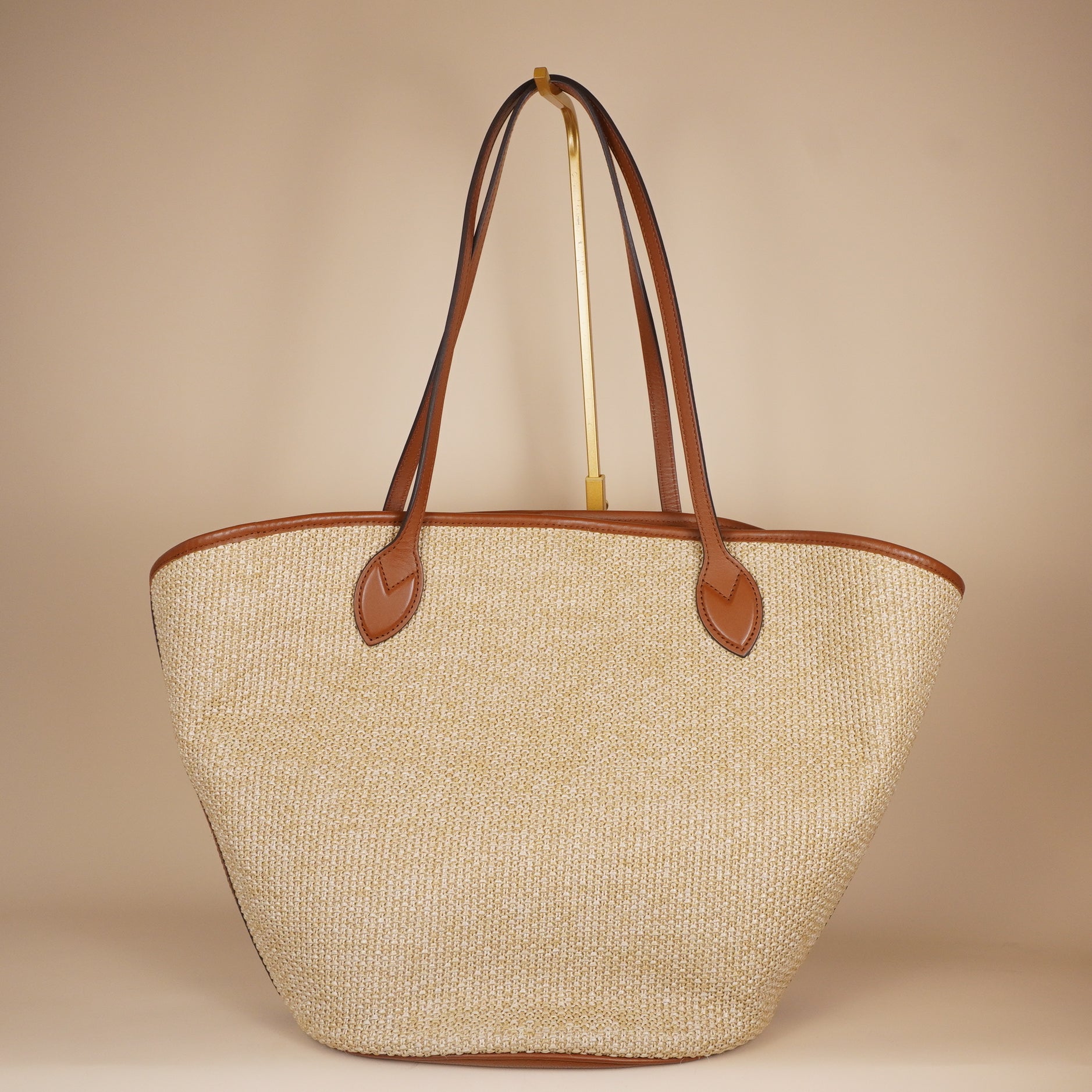 PRE-OWNED LV Raffia Saint Jacques Tote Caramel