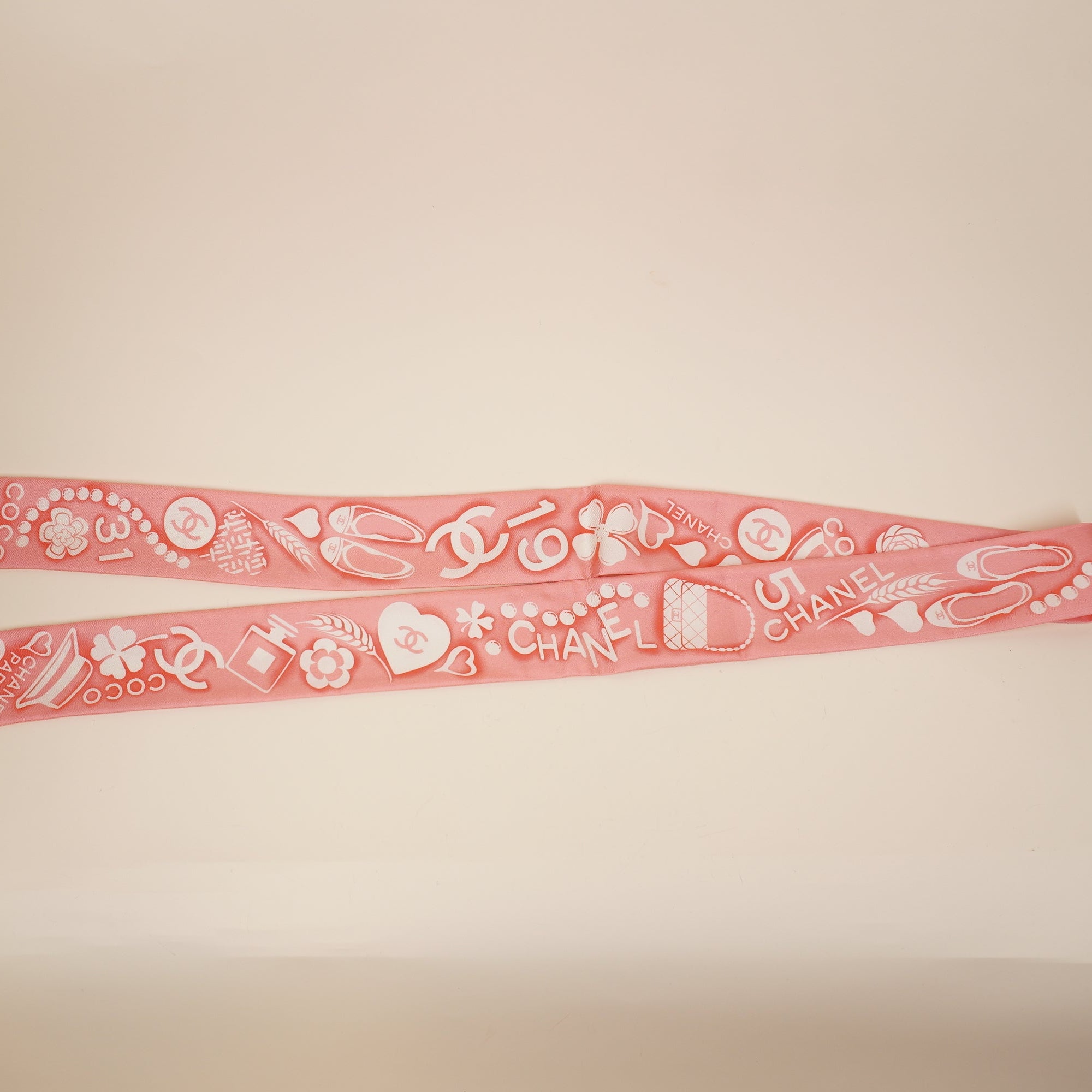 PRE-OWNED CC Scarf Light Pink Cream