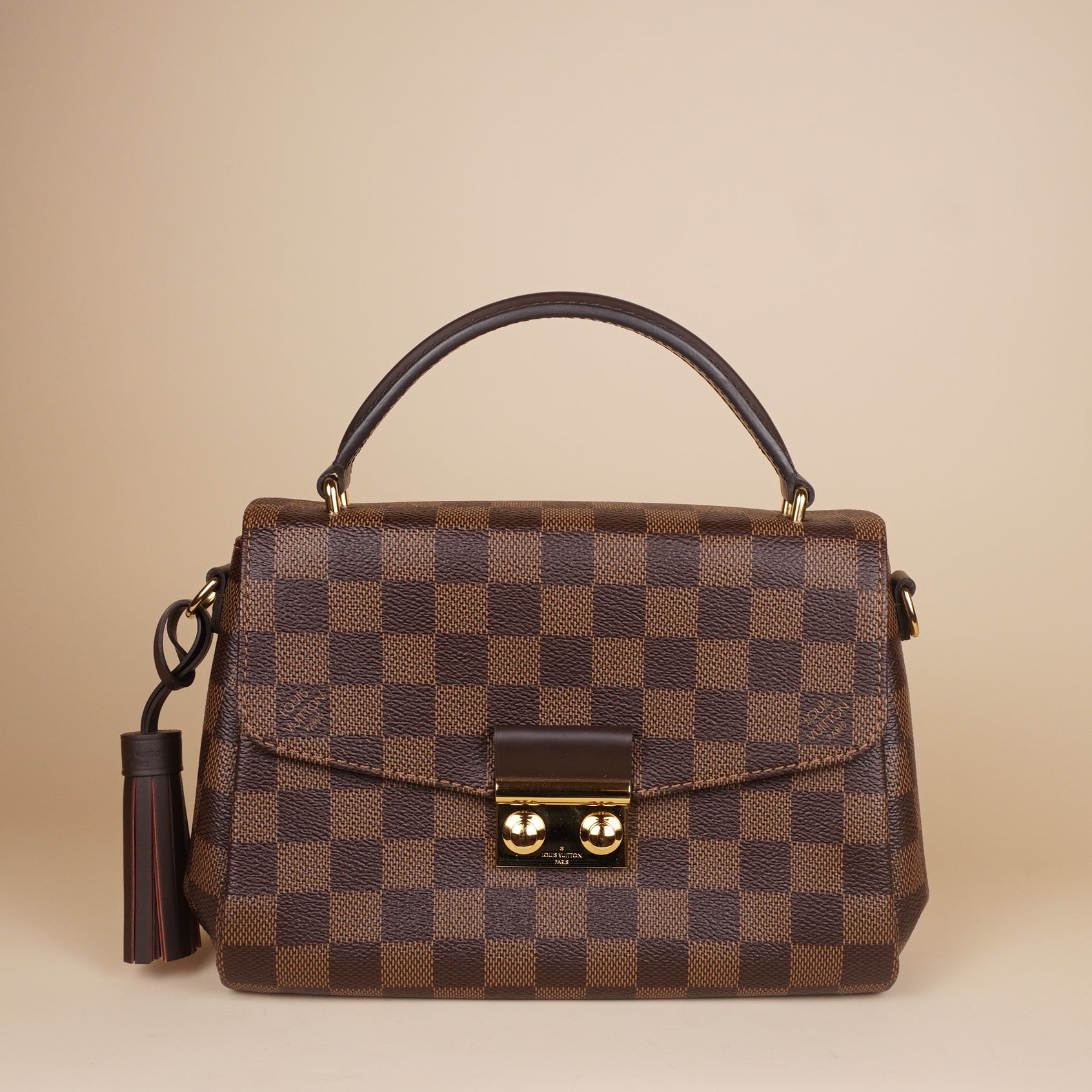 PRE-OWNED LV Damier Ebene Croisette Shoulder Bag