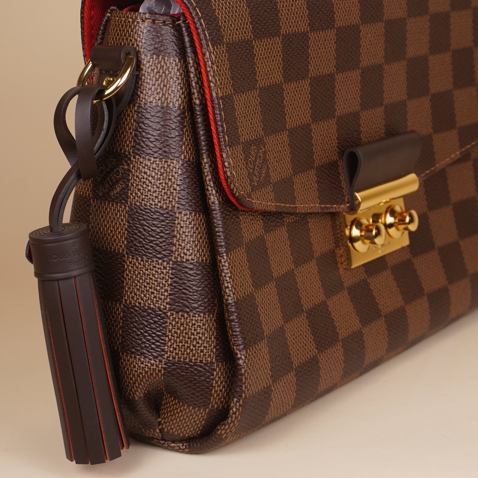 PRE-OWNED LV Damier Ebene Croisette Shoulder Bag