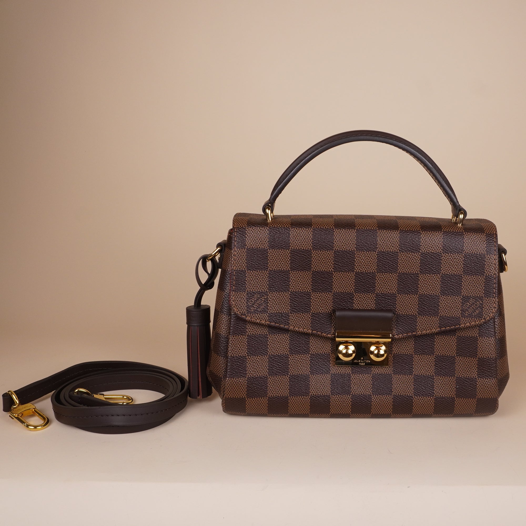 PRE-OWNED LV Damier Ebene Croisette Shoulder Bag