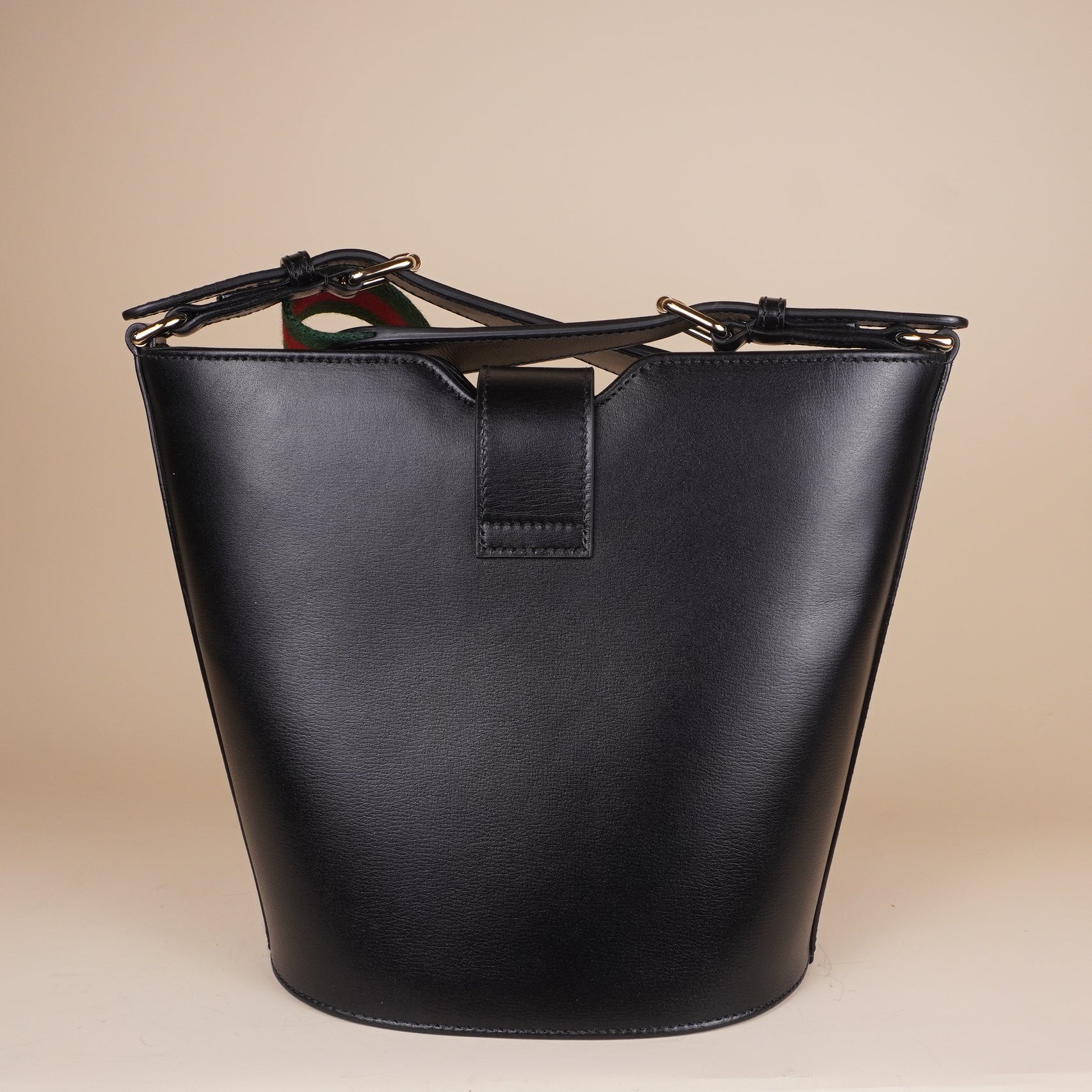 PRE-OWNED GG Tritone Calfskin Web Mini Ophidia Bucket Bag Black