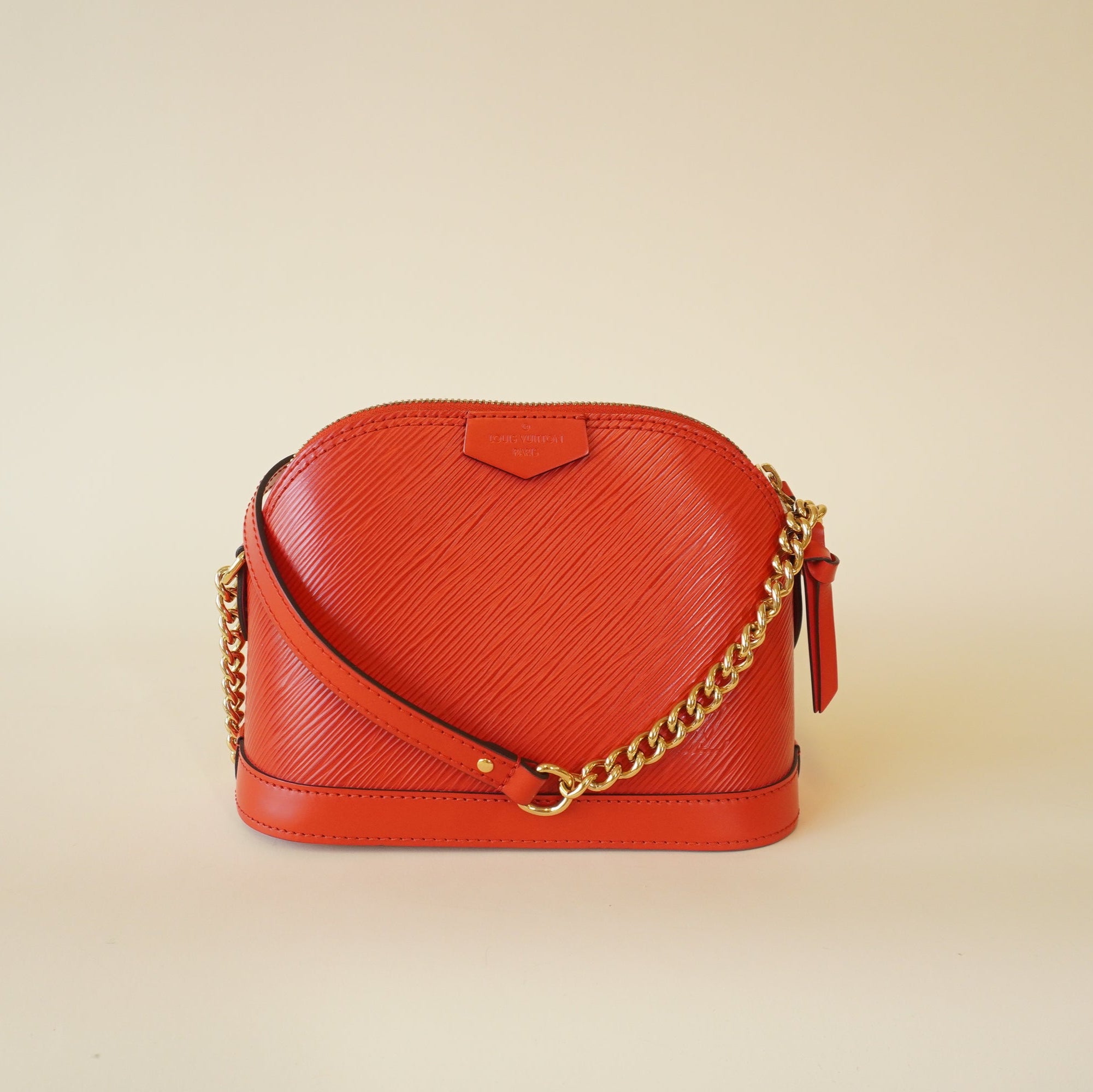 PRE-OWNED LV Red Epi Alma Mini Coquelicot Shoulder Bag