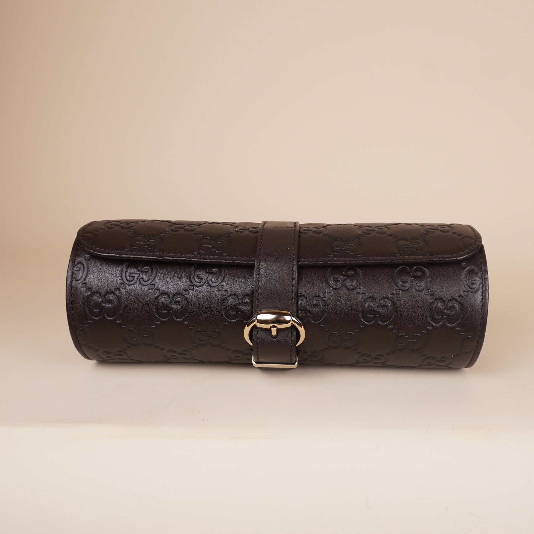 PRE-OWNED GG 125.5 MOP Diamond and Stainless Steel Watch and Guccissima Leather Watch Case