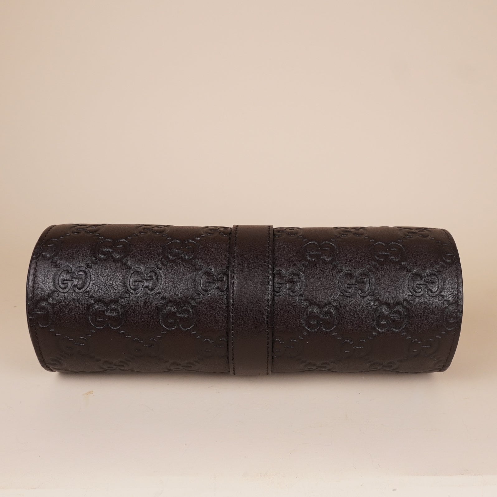 PRE-OWNED GG 125.5 MOP Diamond and Stainless Steel Watch and Guccissima Leather Watch Case