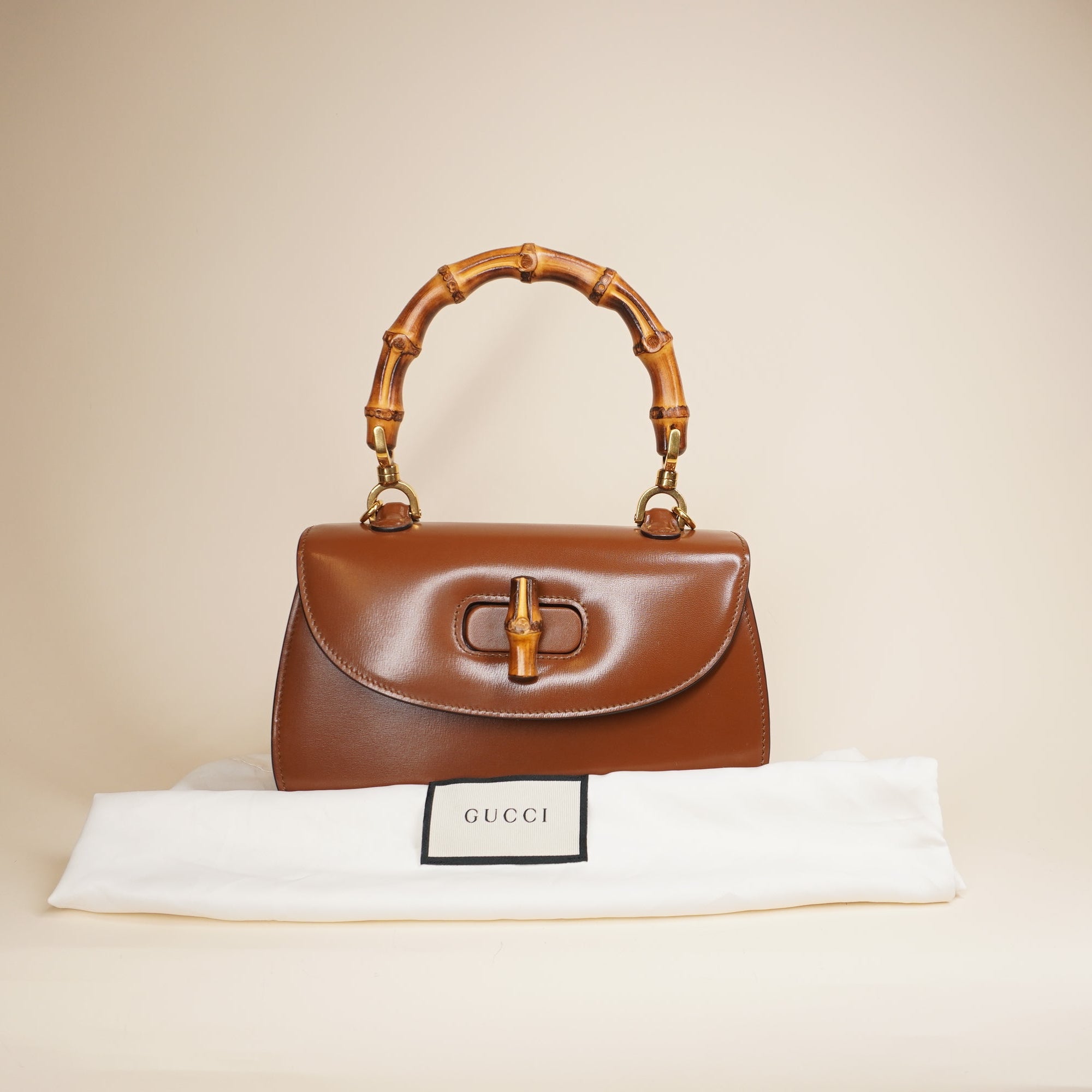 PRE-OWNED GG Bamboo 1947 Small Brown Shoulder Bag