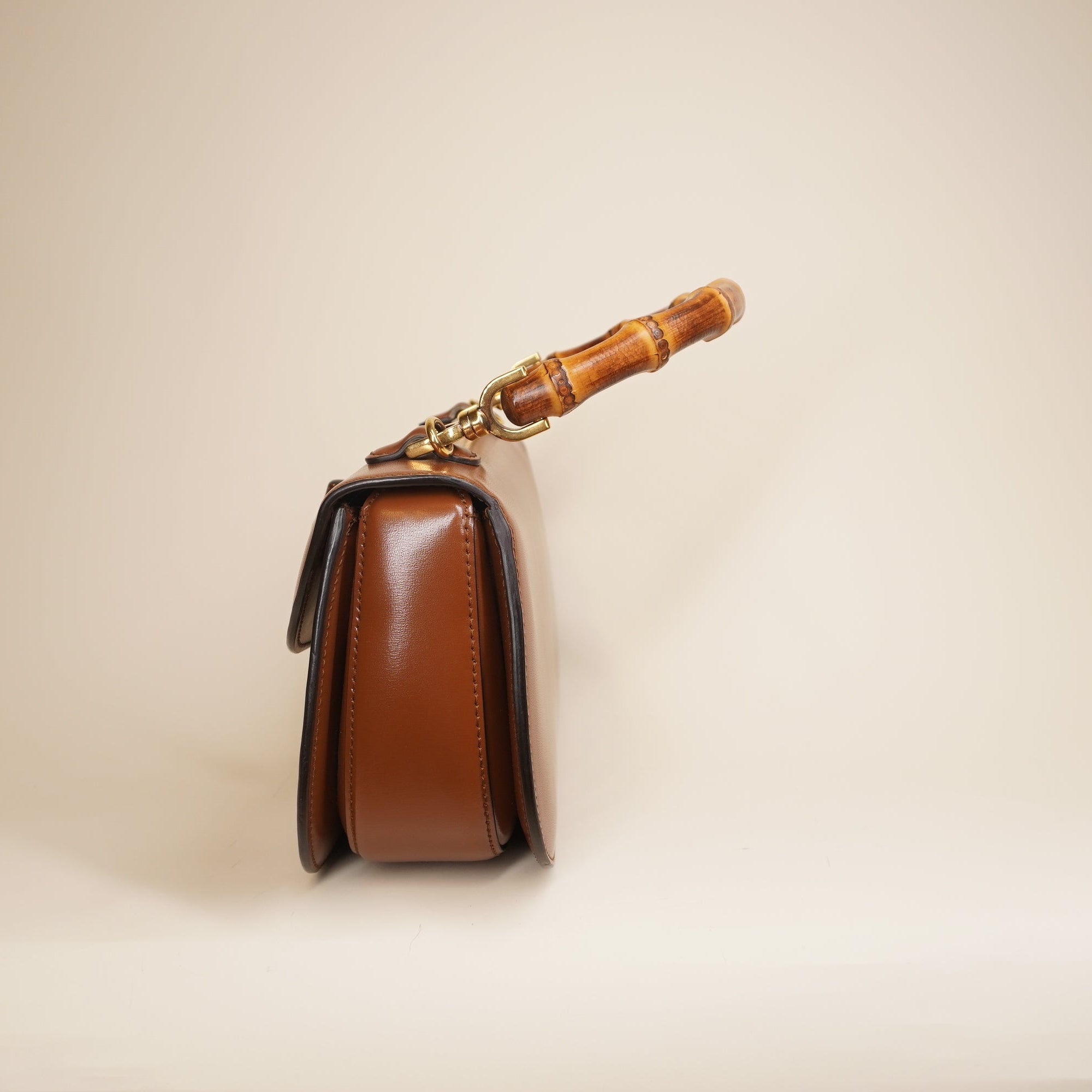 PRE-OWNED GG Bamboo 1947 Small Brown Shoulder Bag