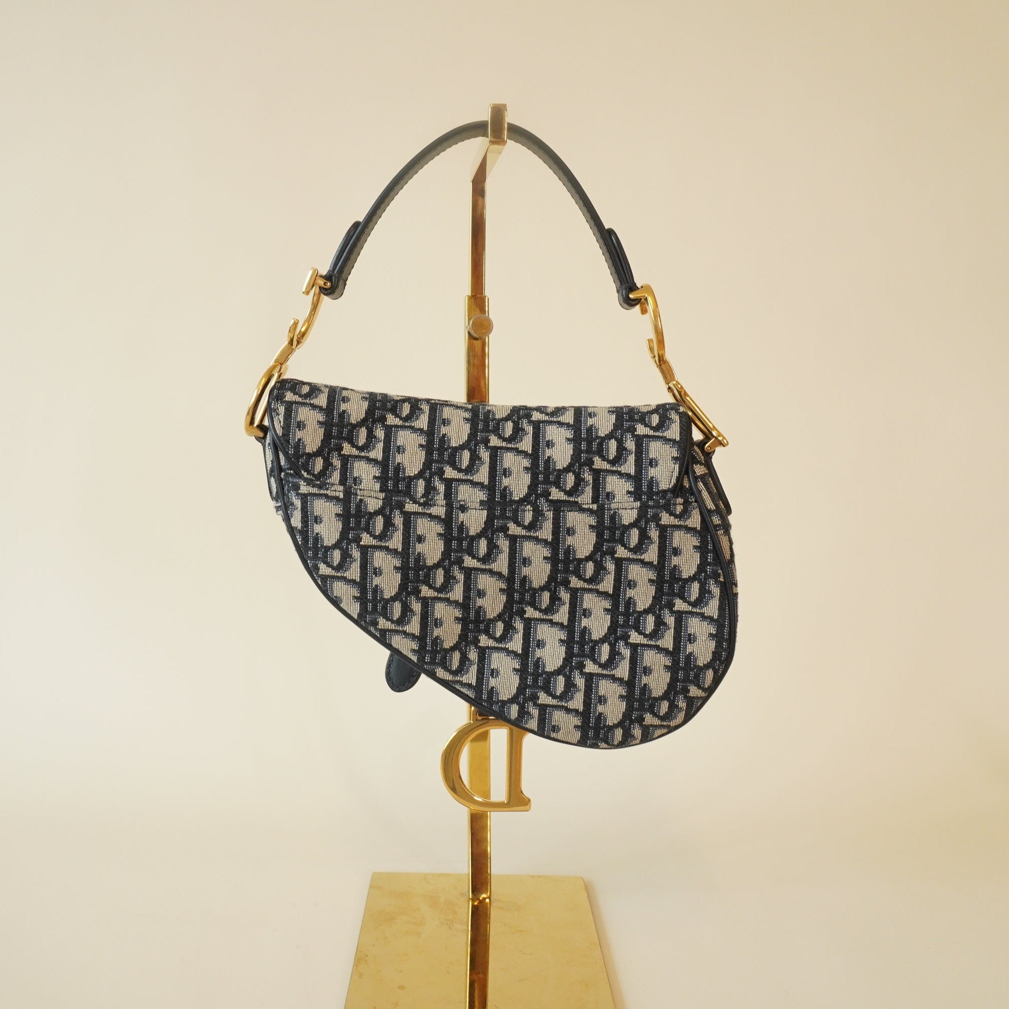 Mini bolso de hombro de lona bordada oblicua de segunda mano
