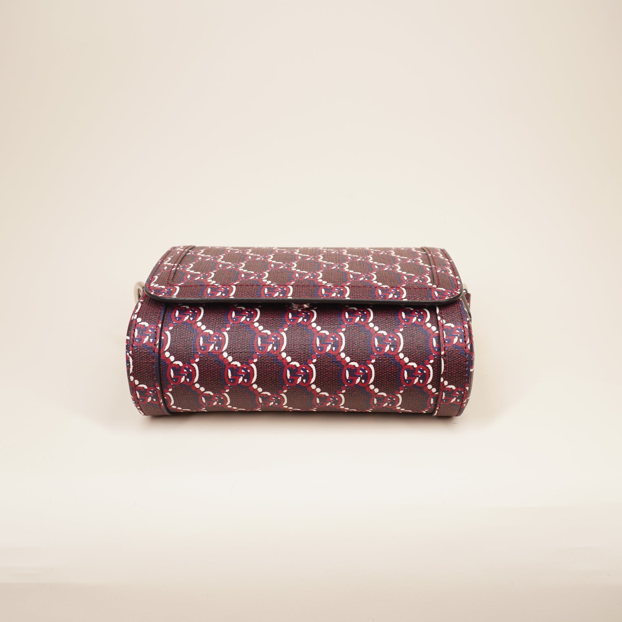 PRE-OWNED GG Shadow Monogram Super Mini Shoulder Bag Rosso Ancora Red