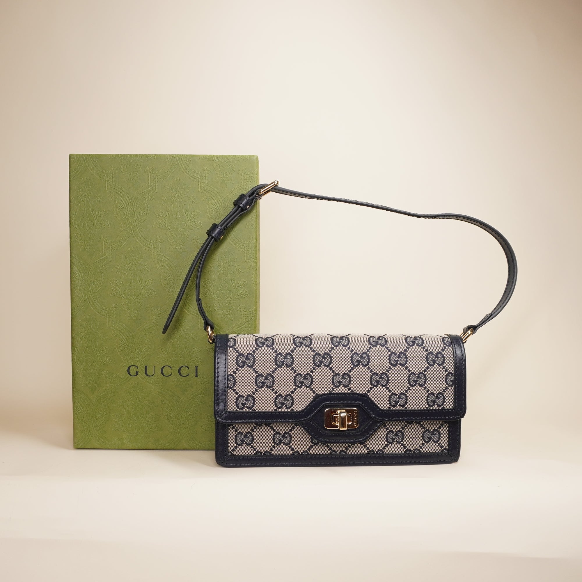 PRE-OWNED Monogram Mini Luce Shoulder Bag Beige Ebony