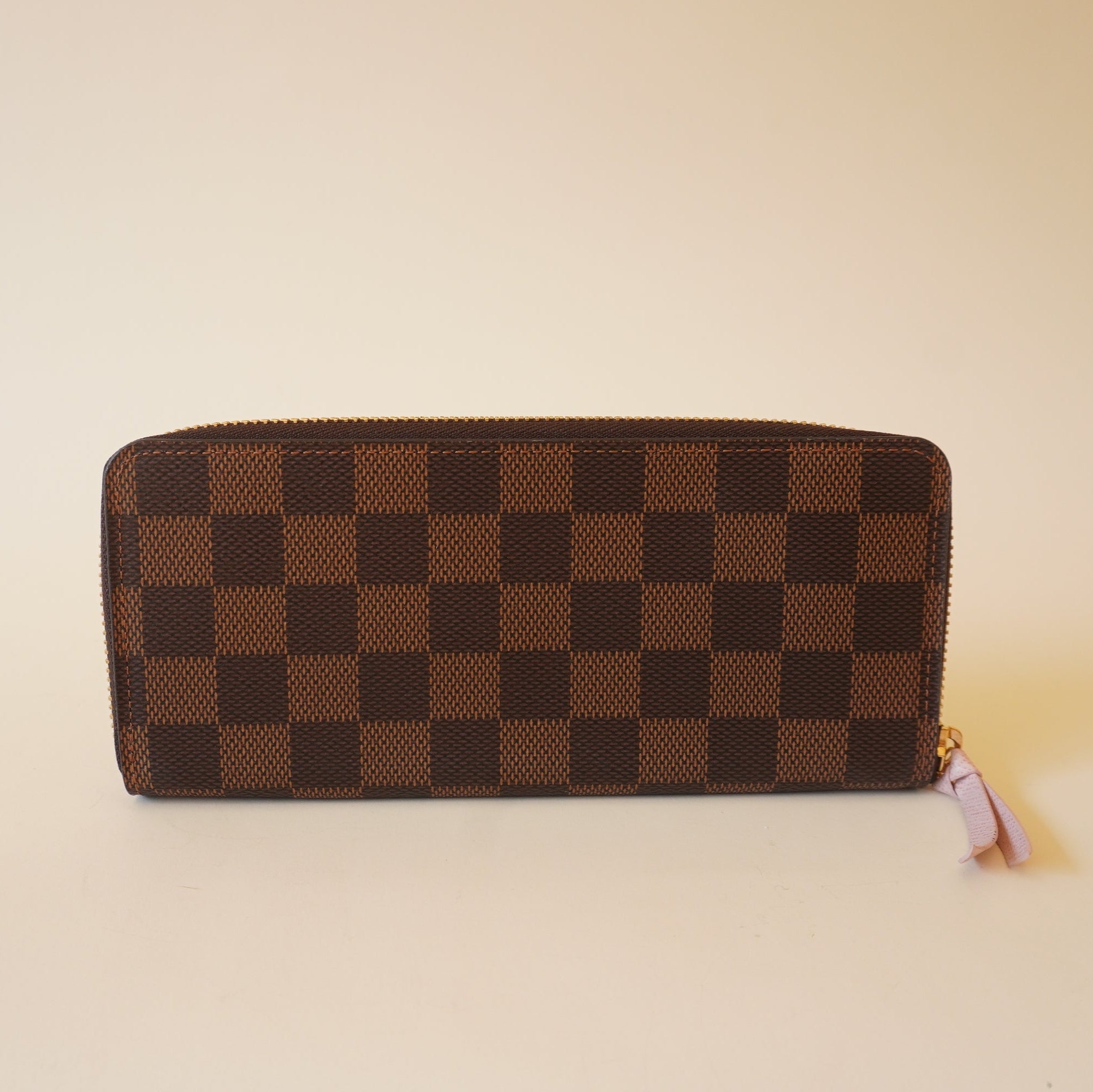 Cartera larga Clemence de lona LV Damier Ebene de segunda mano