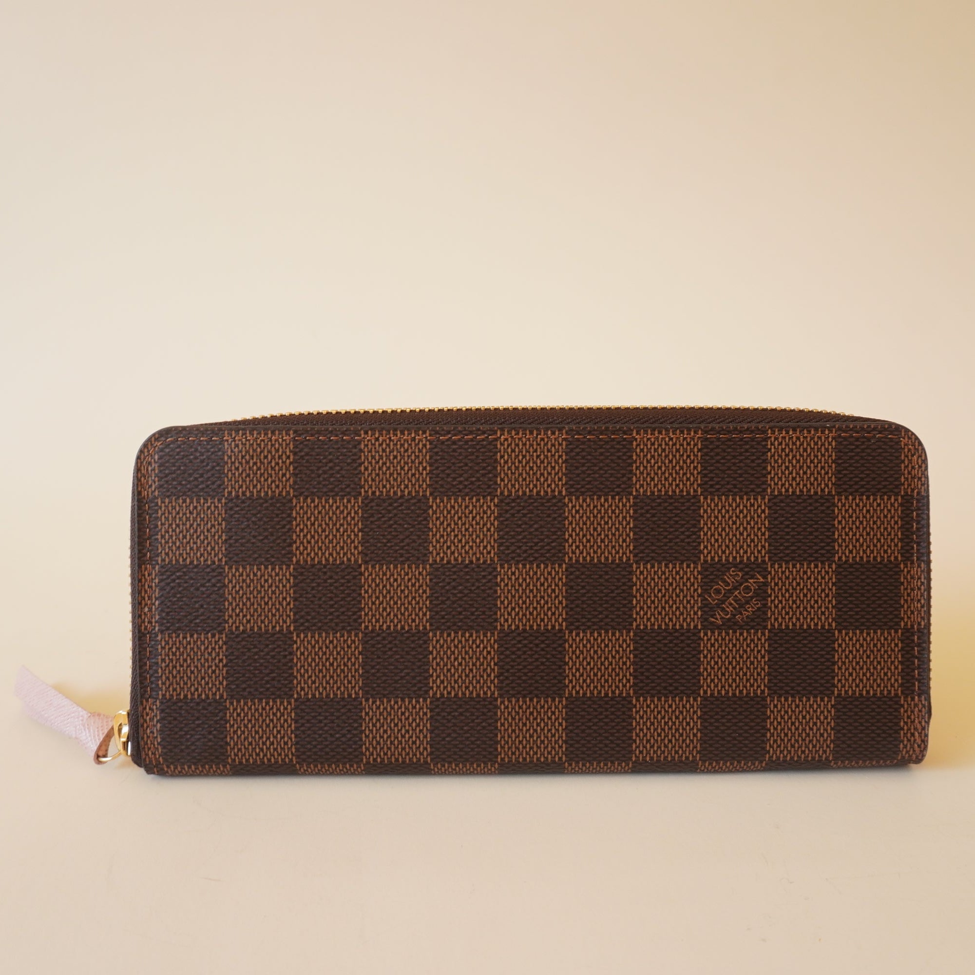 Cartera larga Clemence de lona LV Damier Ebene de segunda mano