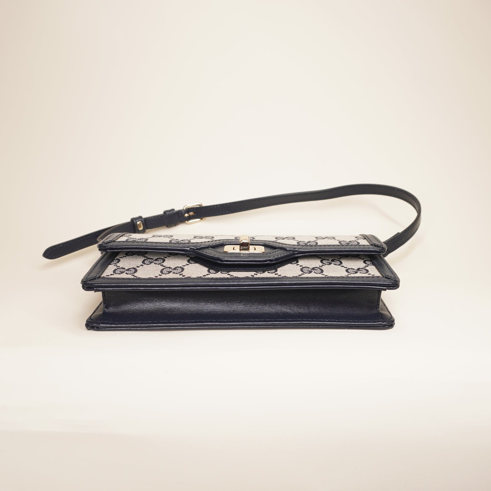 PRE-OWNED Monogram Mini Luce Shoulder Bag Beige Ebony