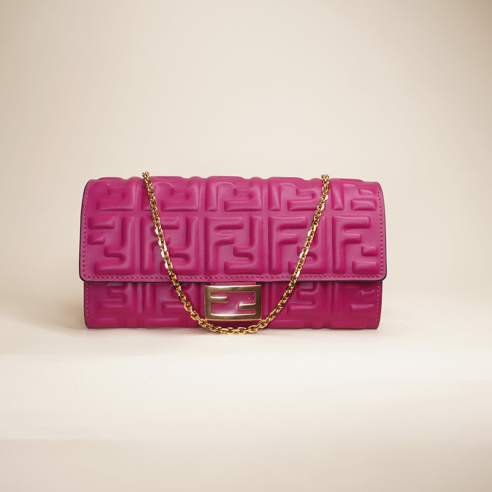 PRE-OWNED Nappa Matisse FF Embossed Continental Wallet On Chain