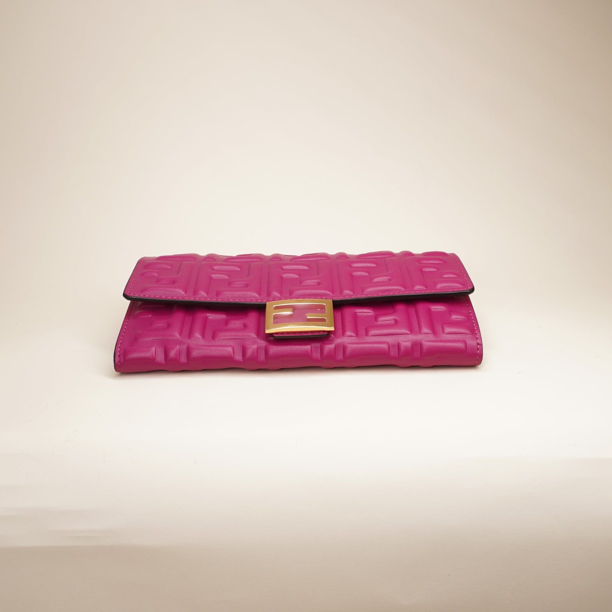 PRE-OWNED Nappa Matisse FF Embossed Continental Wallet On Chain