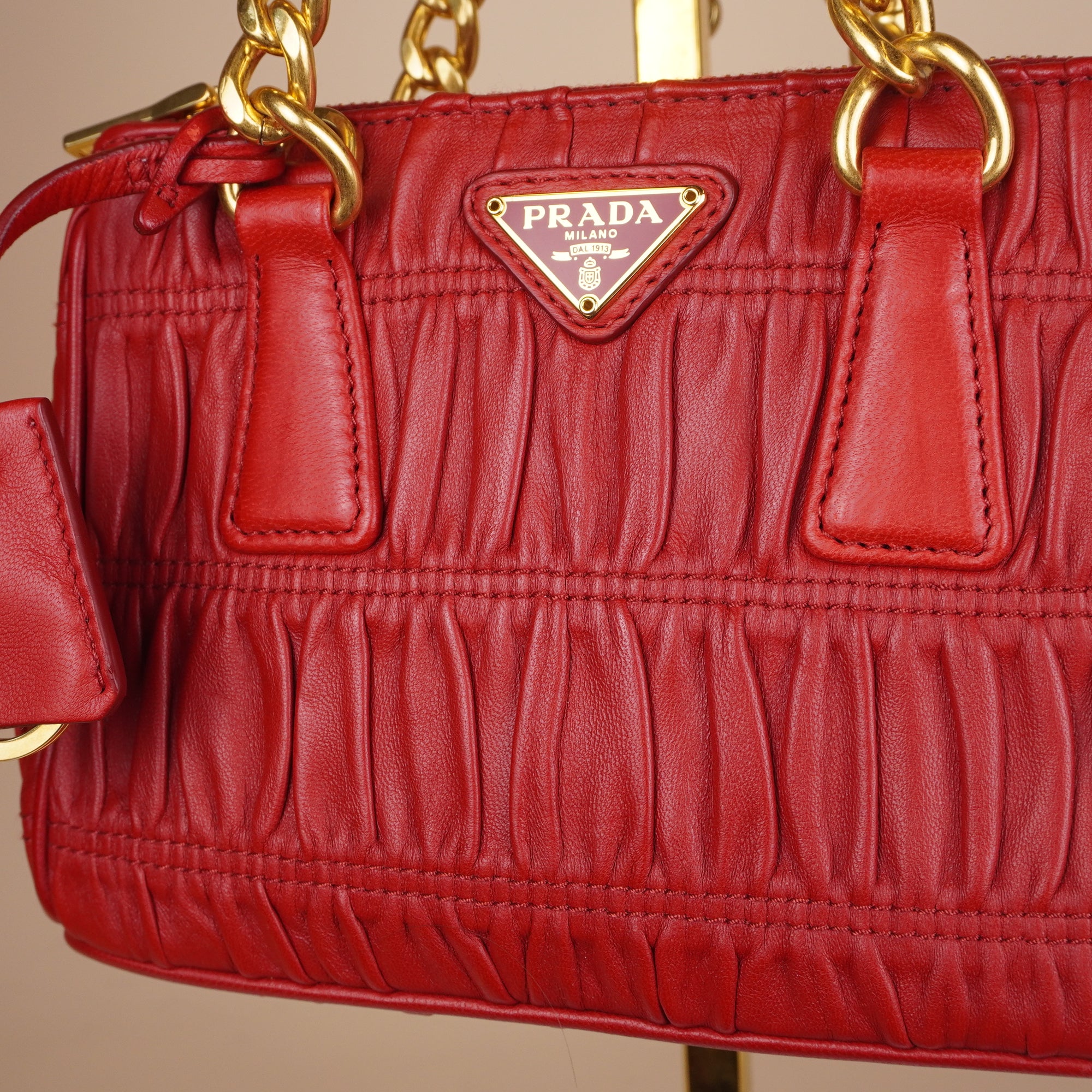 PRE-OWNED Red Leather Nappa Chain Bag