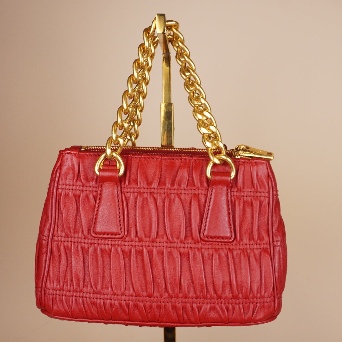 PRE-OWNED Red Leather Nappa Chain Bag