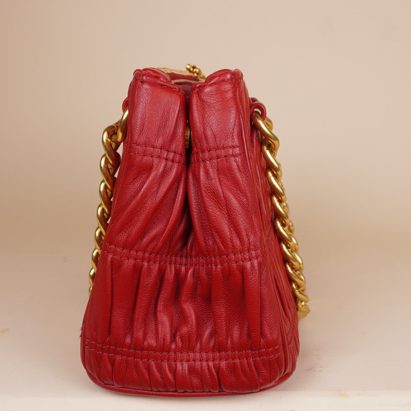 PRE-OWNED Red Leather Nappa Chain Bag