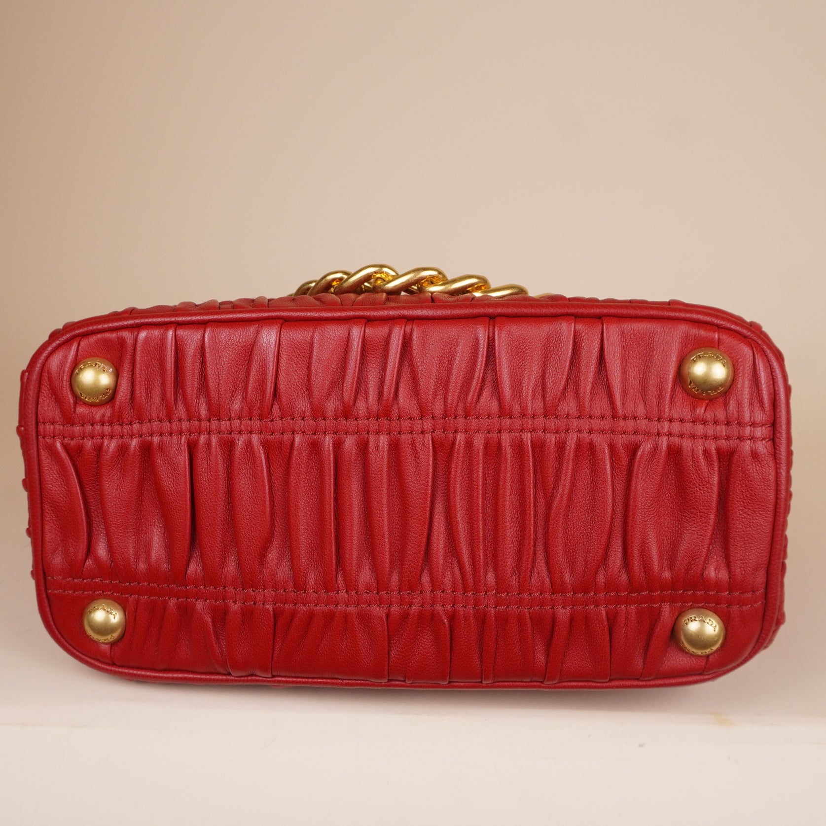 PRE-OWNED Red Leather Nappa Chain Bag