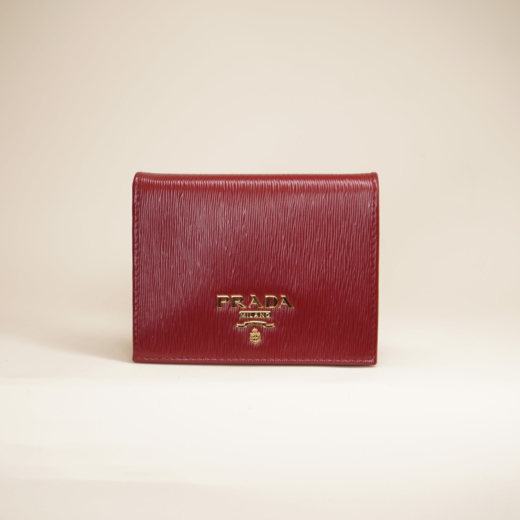 Saffiano Leather Short Wallet Red