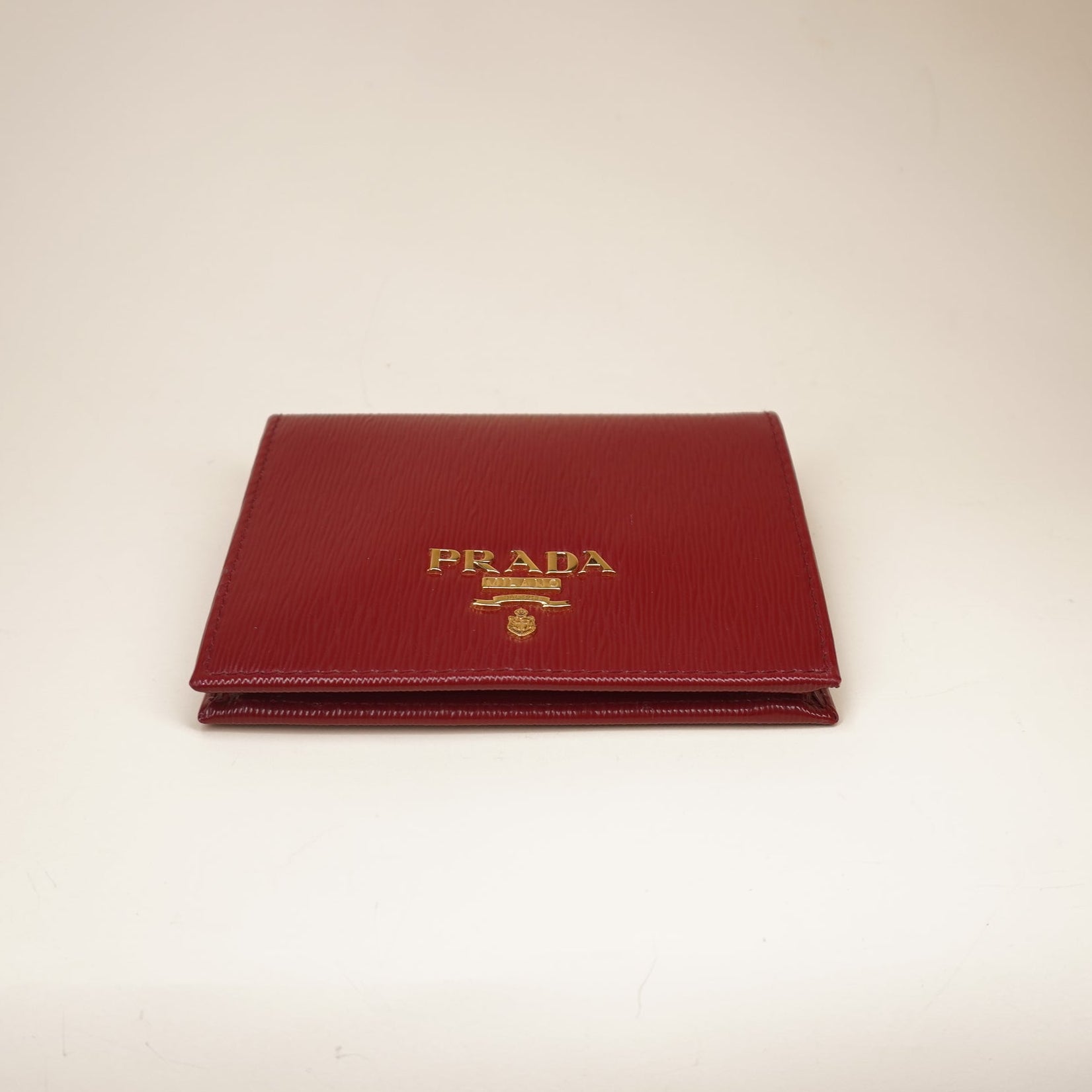 Saffiano Leather Short Wallet Red