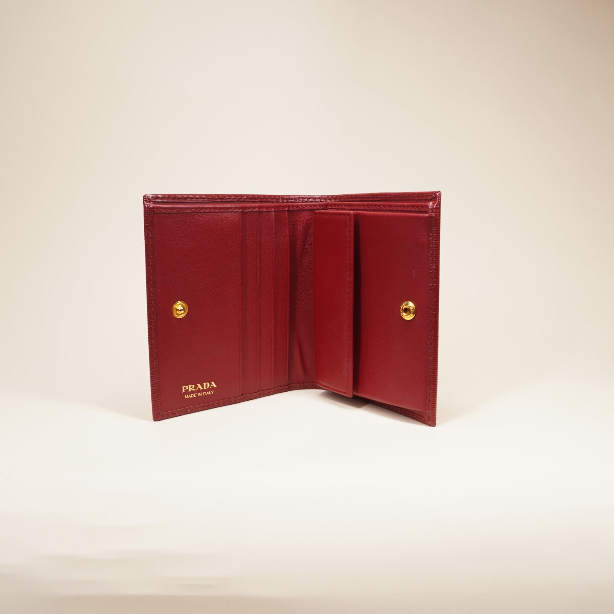 Saffiano Leather Short Wallet Red