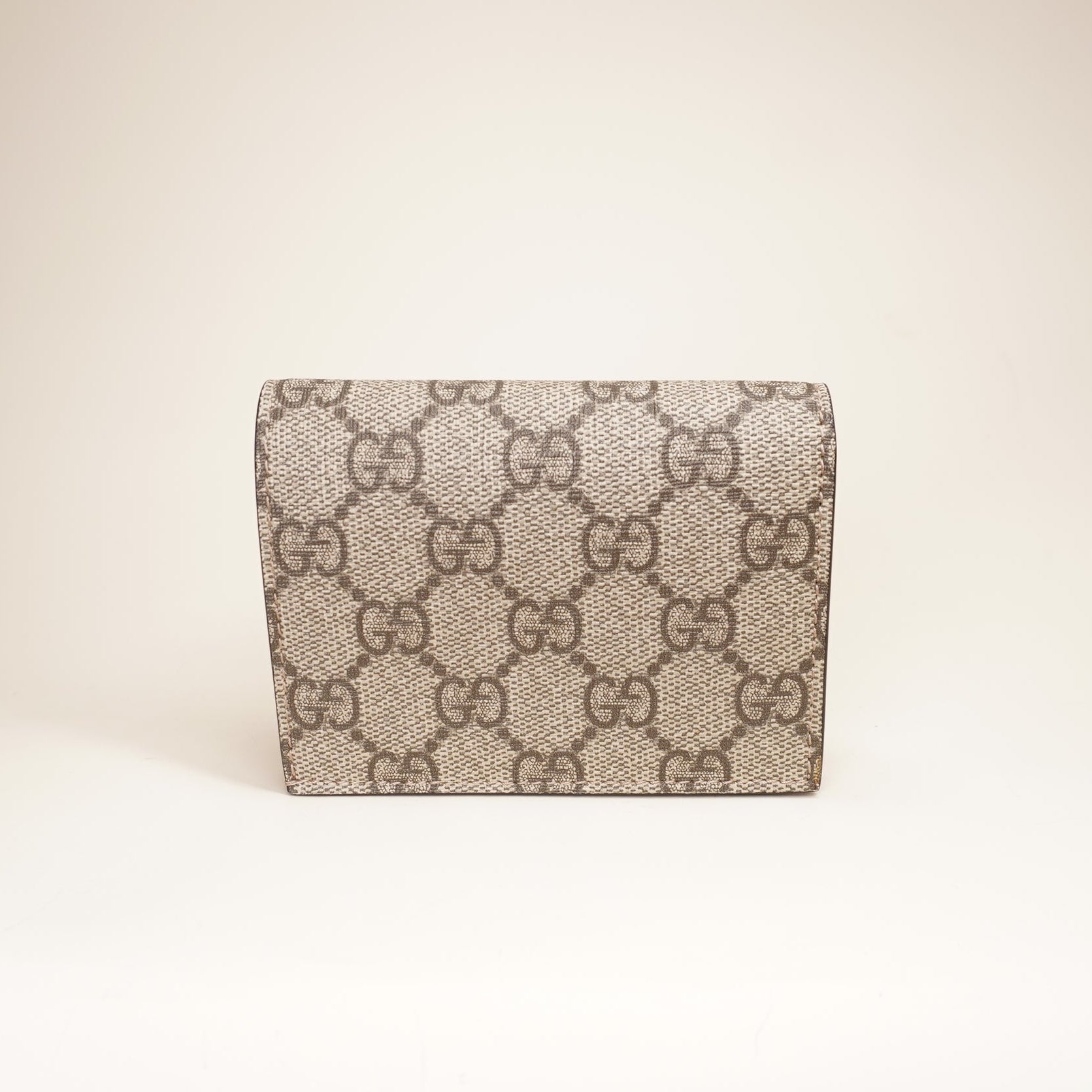 PRE-OWNED Cherry GG Supreme Canvas Card Holder