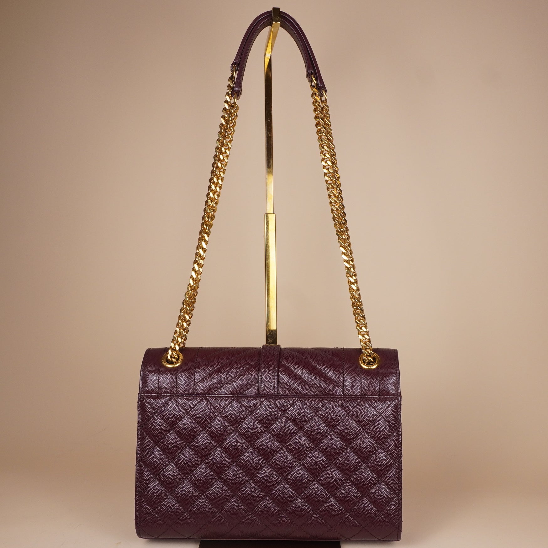 PRE-OWNED Calfskin Burgundy Medium Envelope Chain Bag