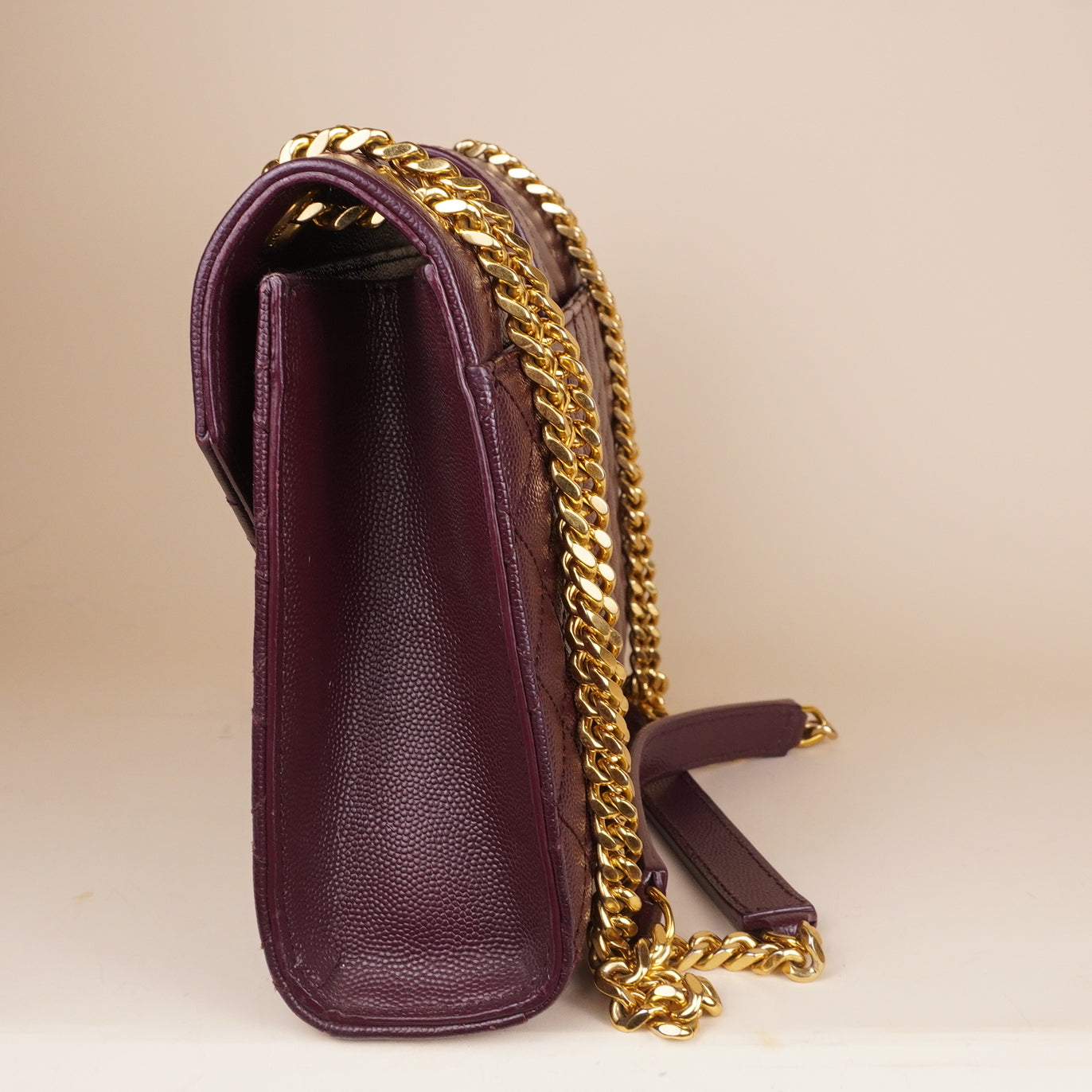 PRE-OWNED Calfskin Burgundy Medium Envelope Chain Bag