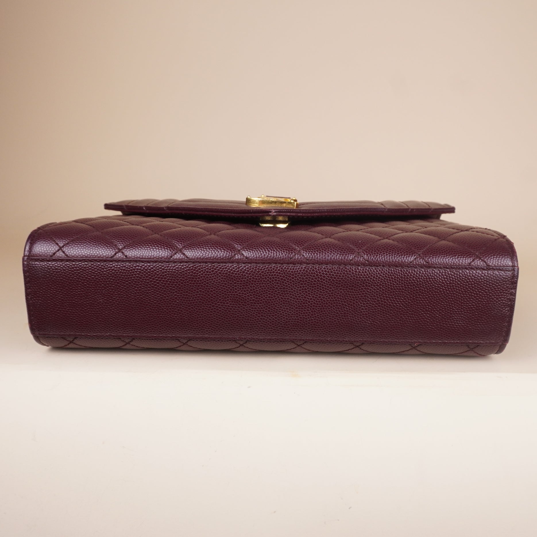 PRE-OWNED Calfskin Burgundy Medium Envelope Chain Bag