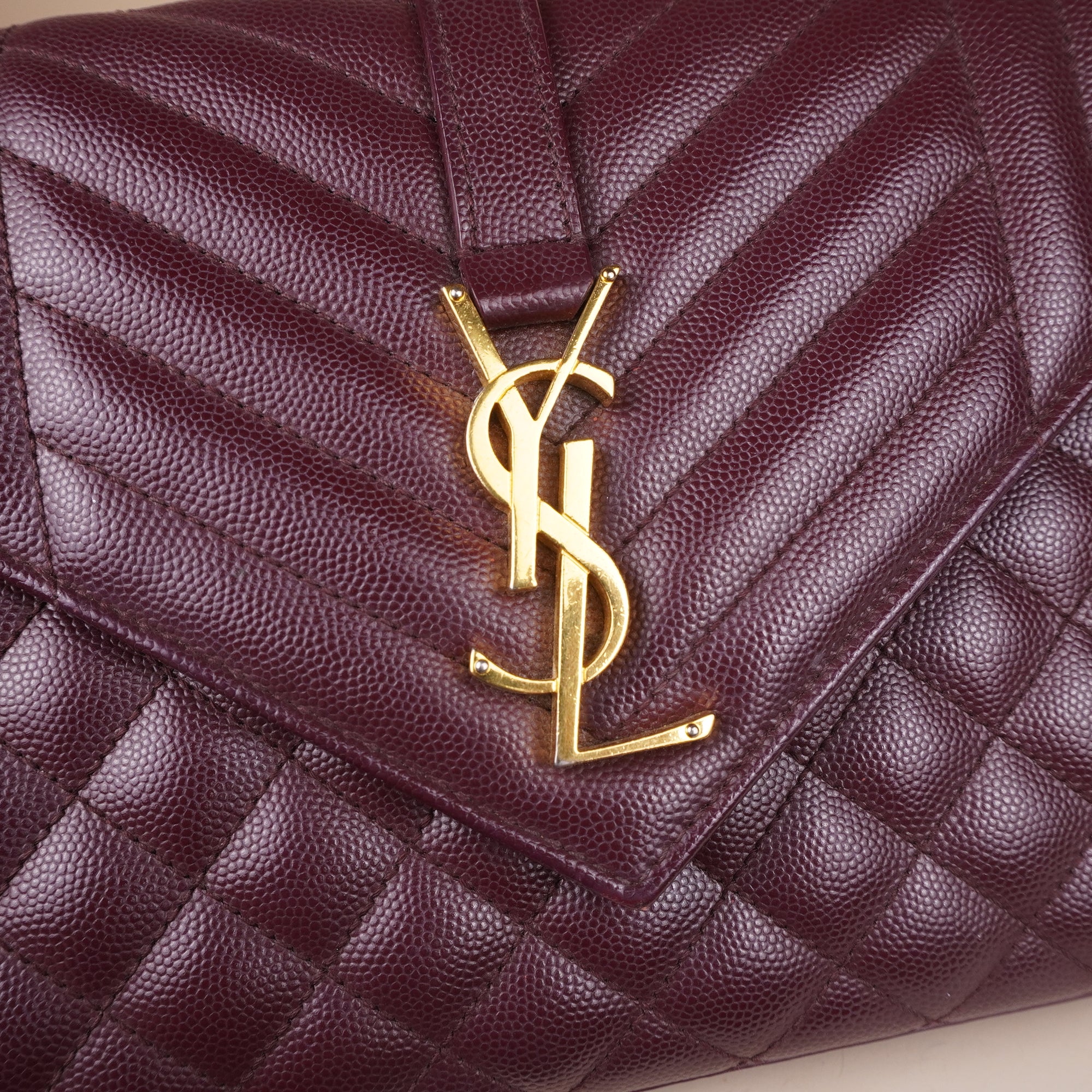 PRE-OWNED Calfskin Burgundy Medium Envelope Chain Bag