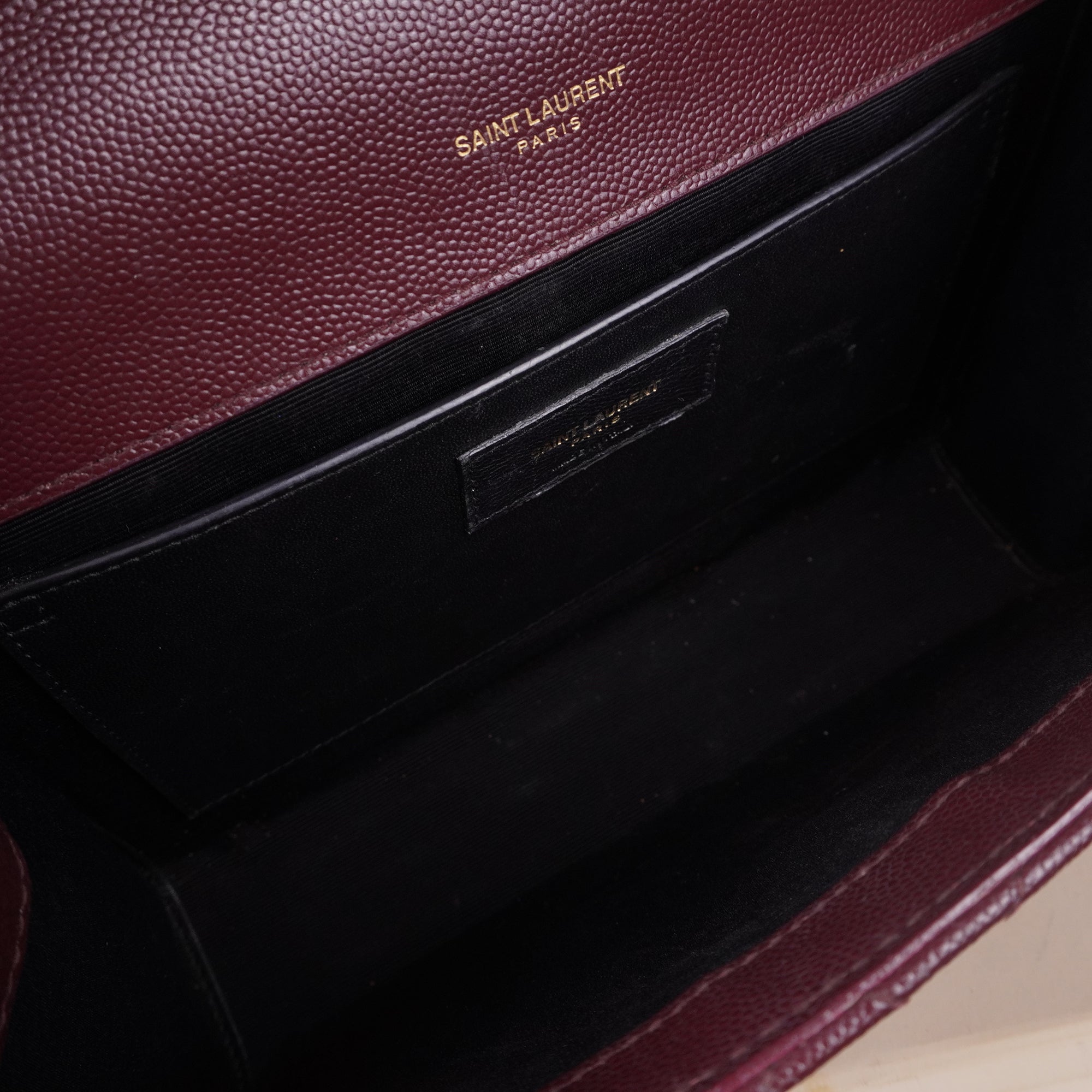 PRE-OWNED Calfskin Burgundy Medium Envelope Chain Bag