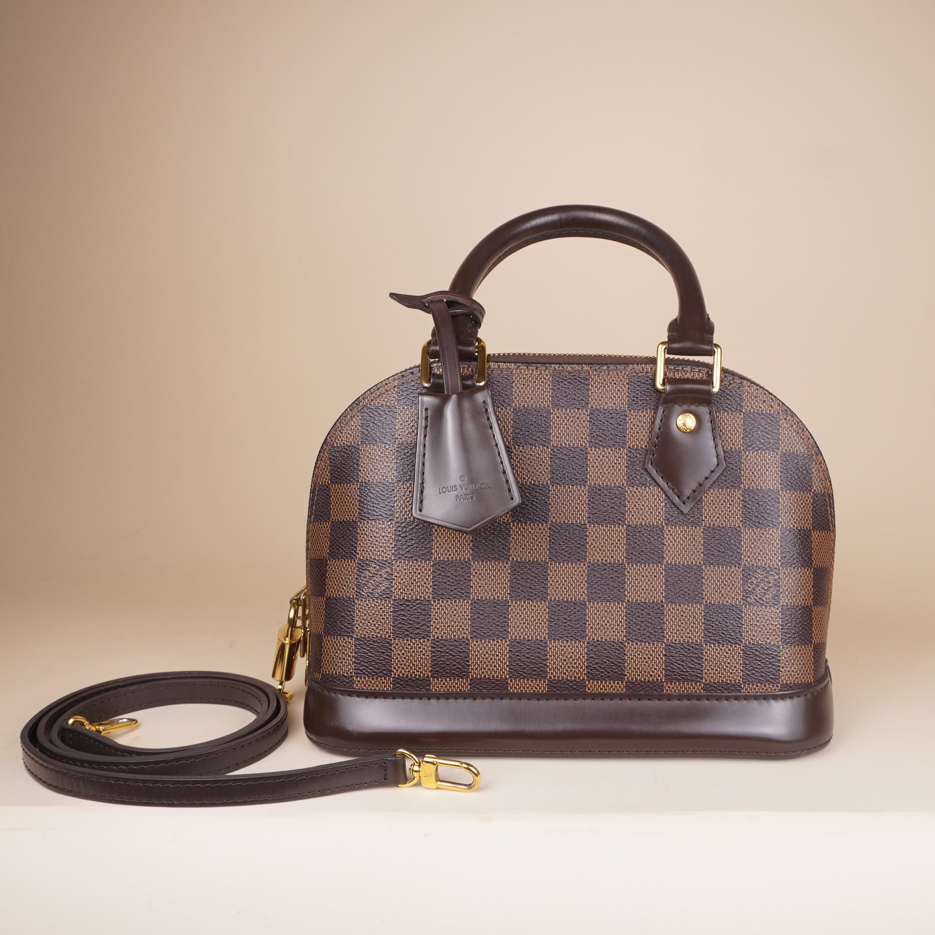 PRE-OWNED LV Damier Ebene Canvas Alma BB Bag