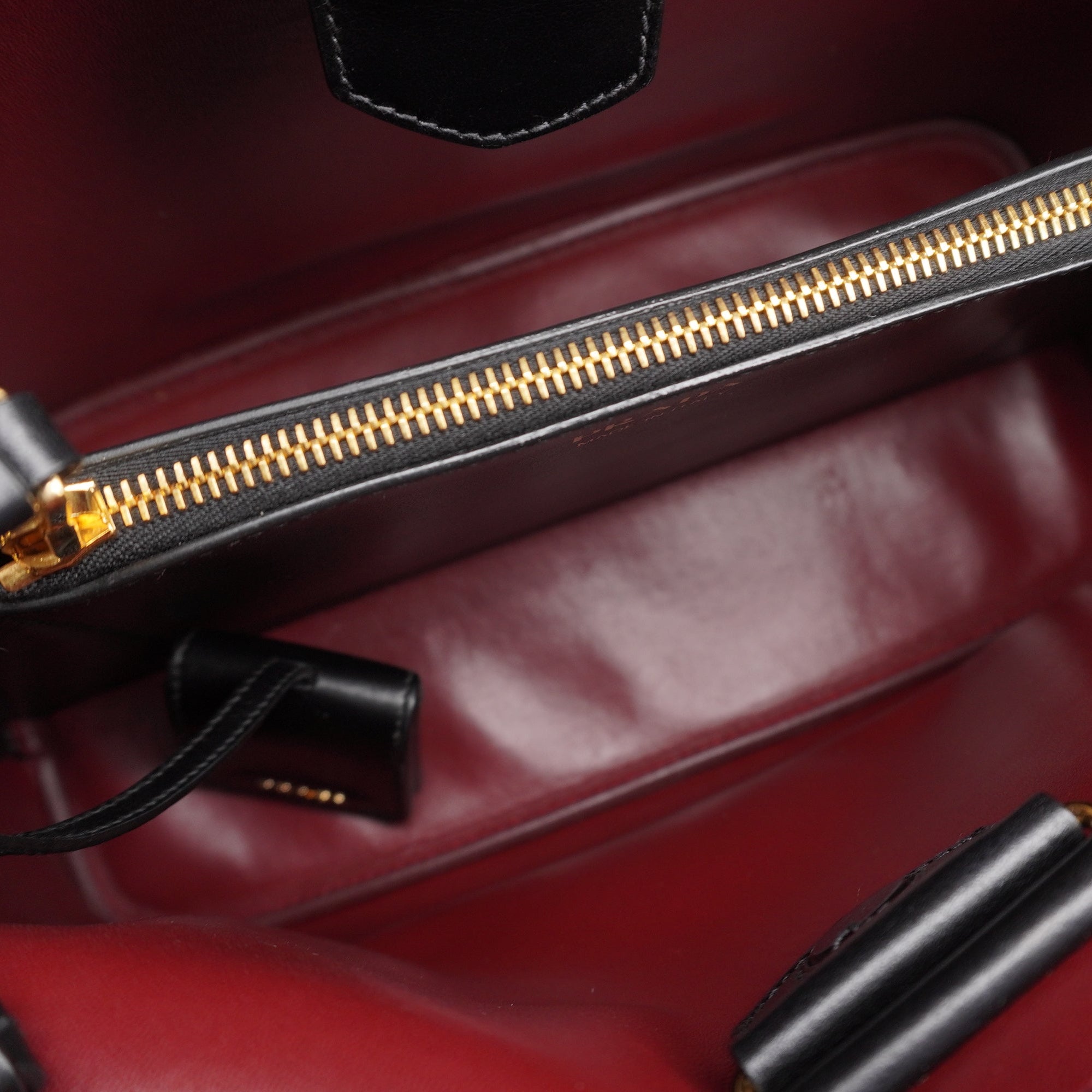 PRE-OWNED Black Saffiano Leather Matinee Tote Shoulder Bag