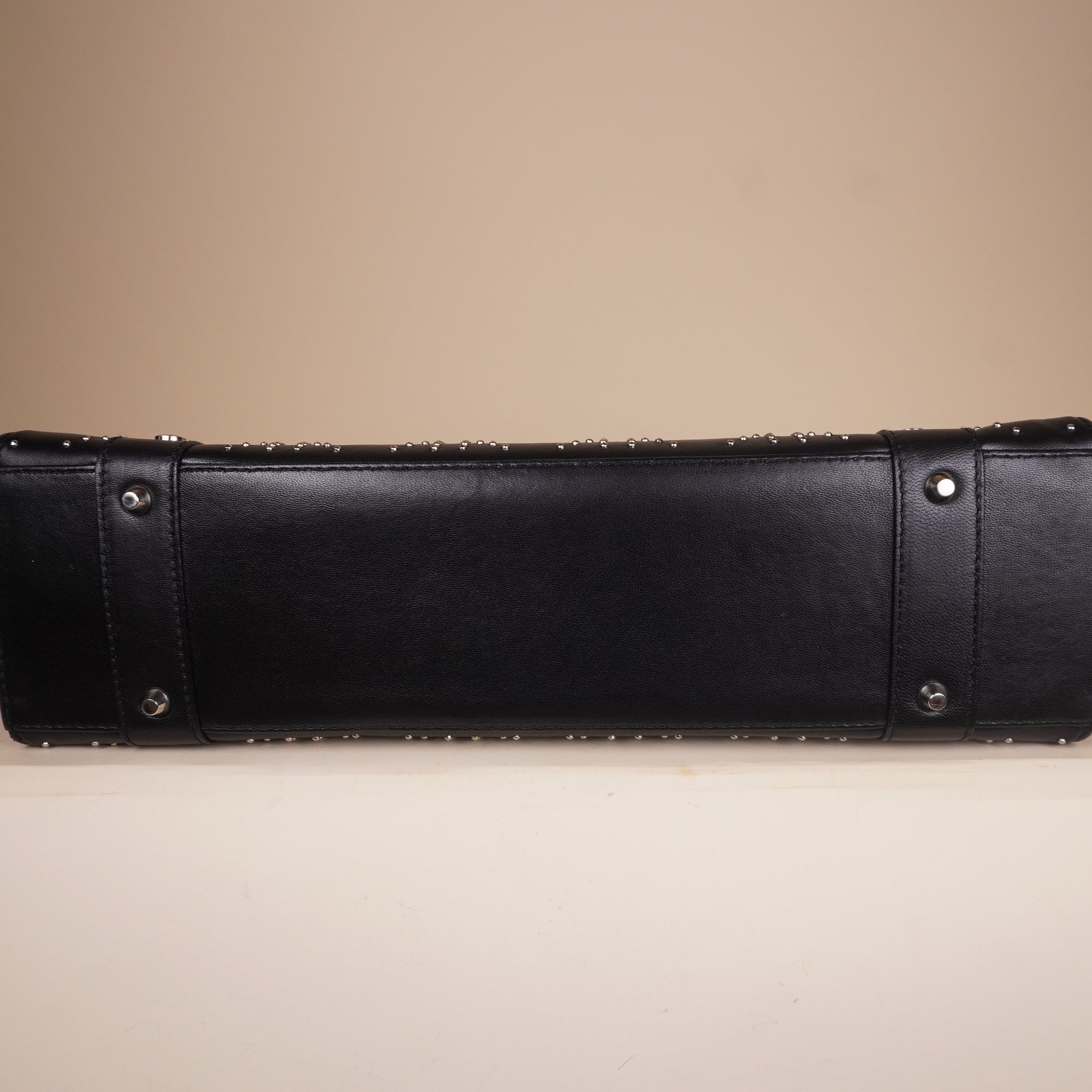 PRE-OWNED Black Studded Lady Dior Cannage Shoulder Bag