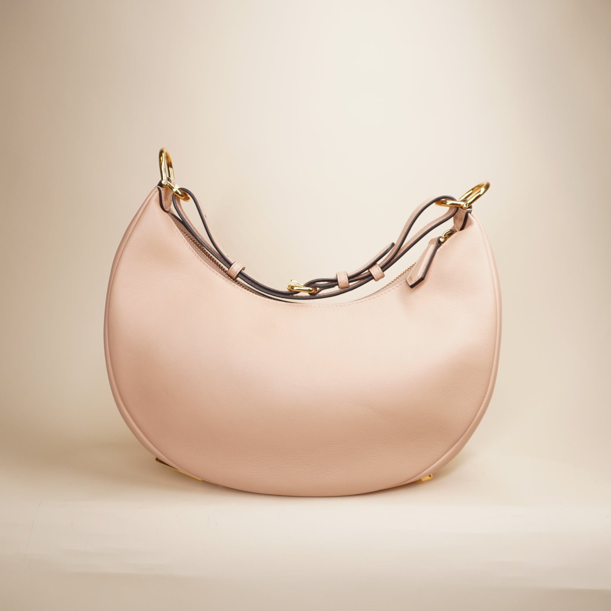 PRE-OWNED Vitello Grace Matte Small Fendigraphy Hobo Bag Light Rose